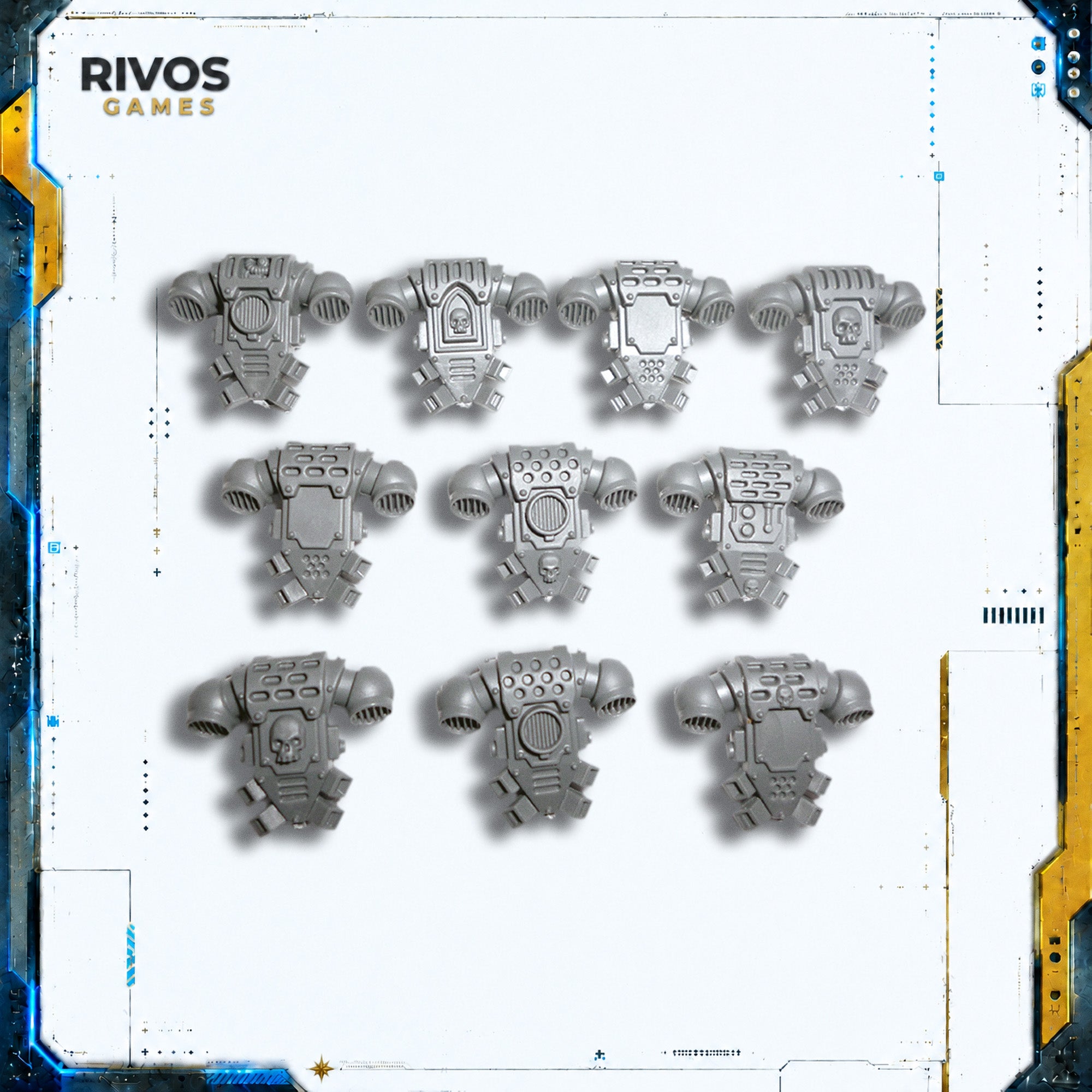 Warhammer 40K Space Marines Tactical Squad Backpacks x 10 - Bits (Bitz)