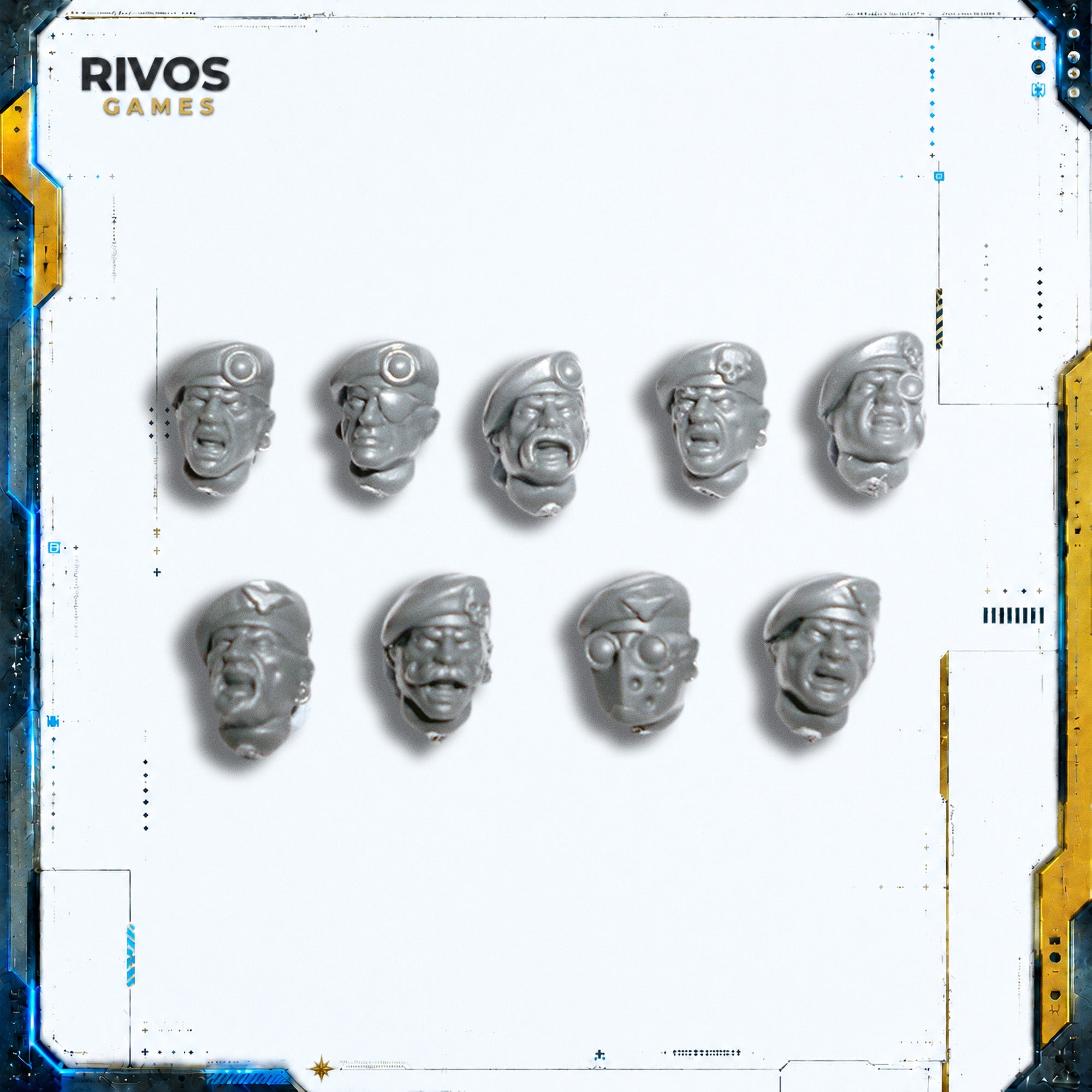 Warhammer 40K Astra Militarum Tempestus Scions Heads x 9 - Bits (Bitz)