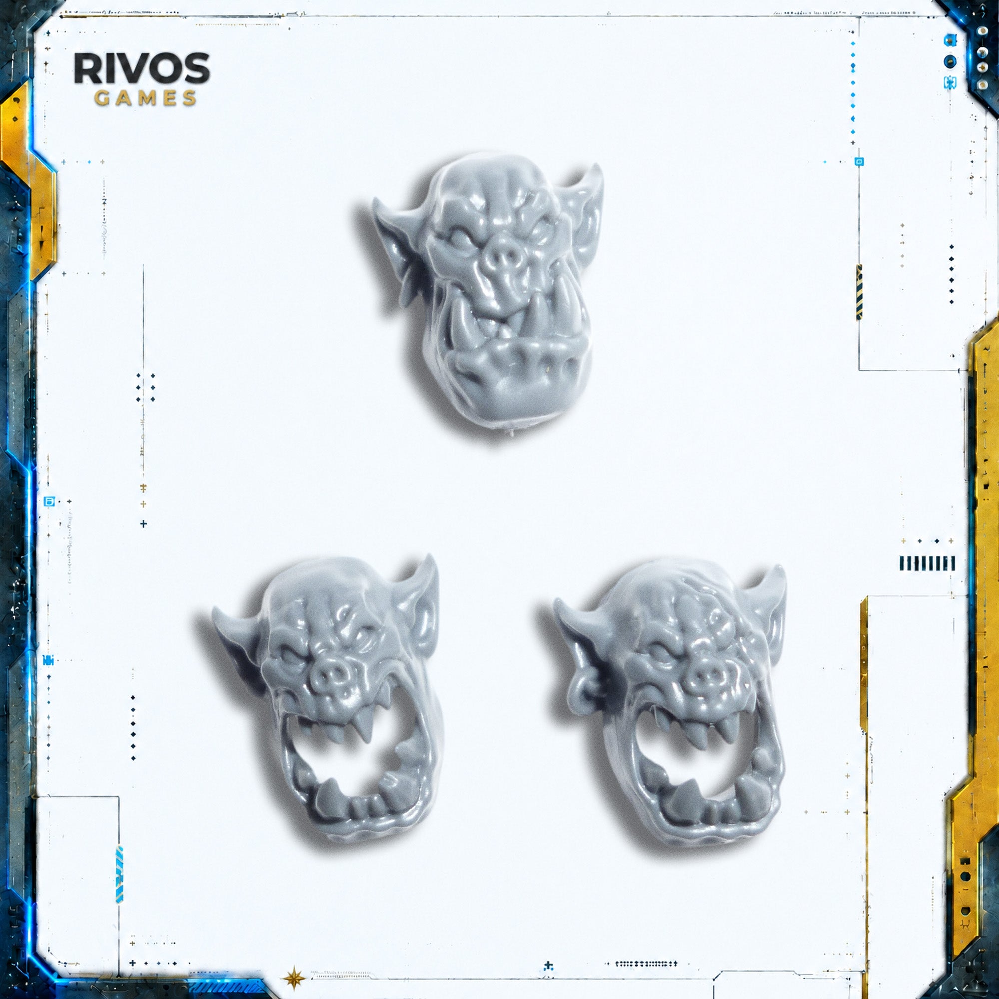 Warhammer Orruk Warclans Brutes Heads x 3 - Bits (Bitz)