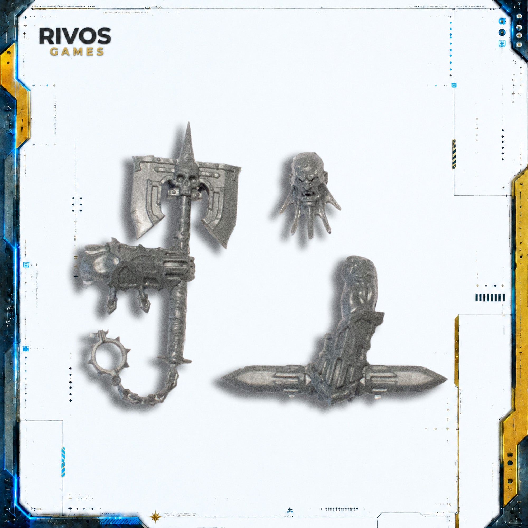 Warhammer Blades of Khorne Bloodreavers Chieftan Head and Weapons - Bits (Bitz)