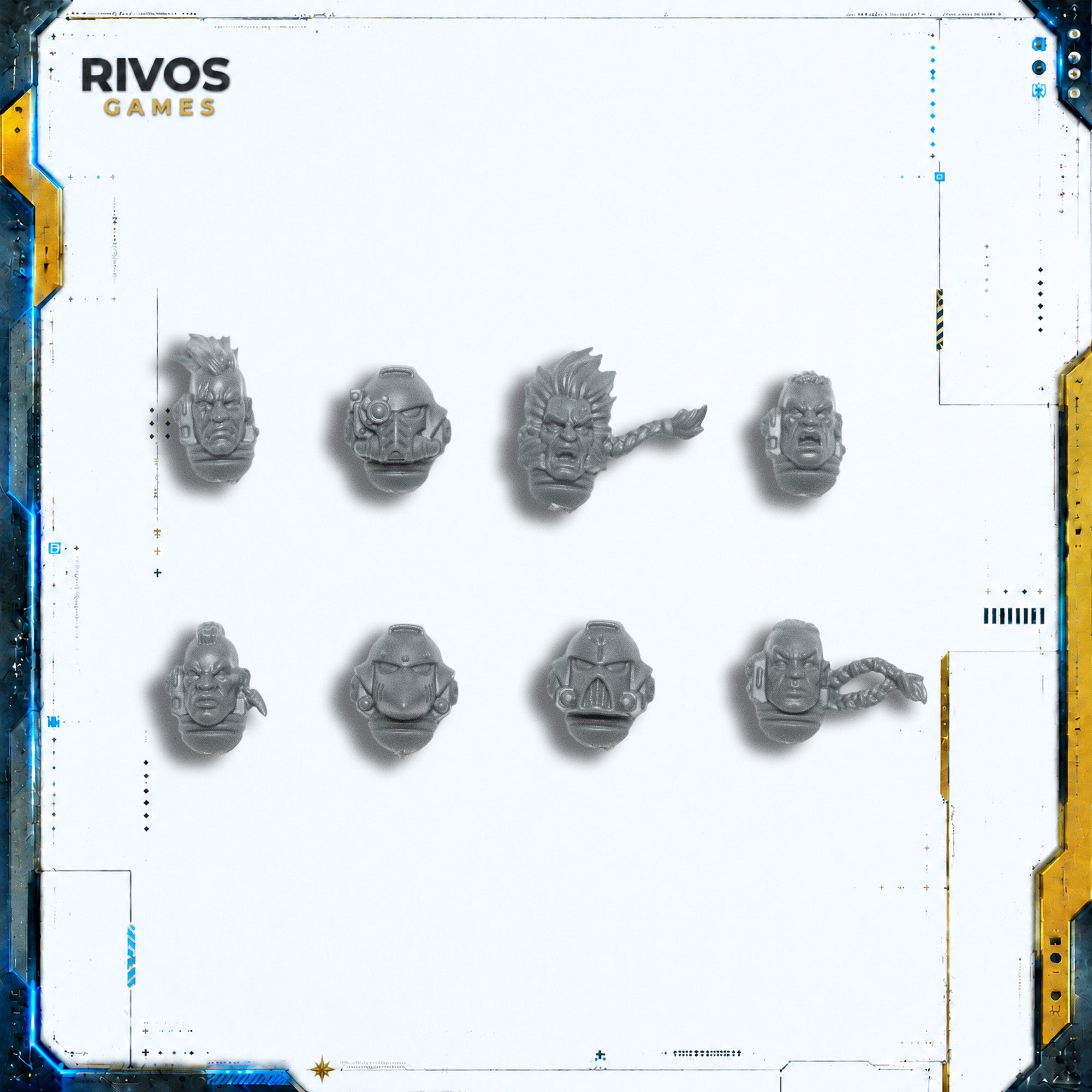 Warhammer 40K Space Wolves Blood Claws Heads x 8 - Bits (Bitz)