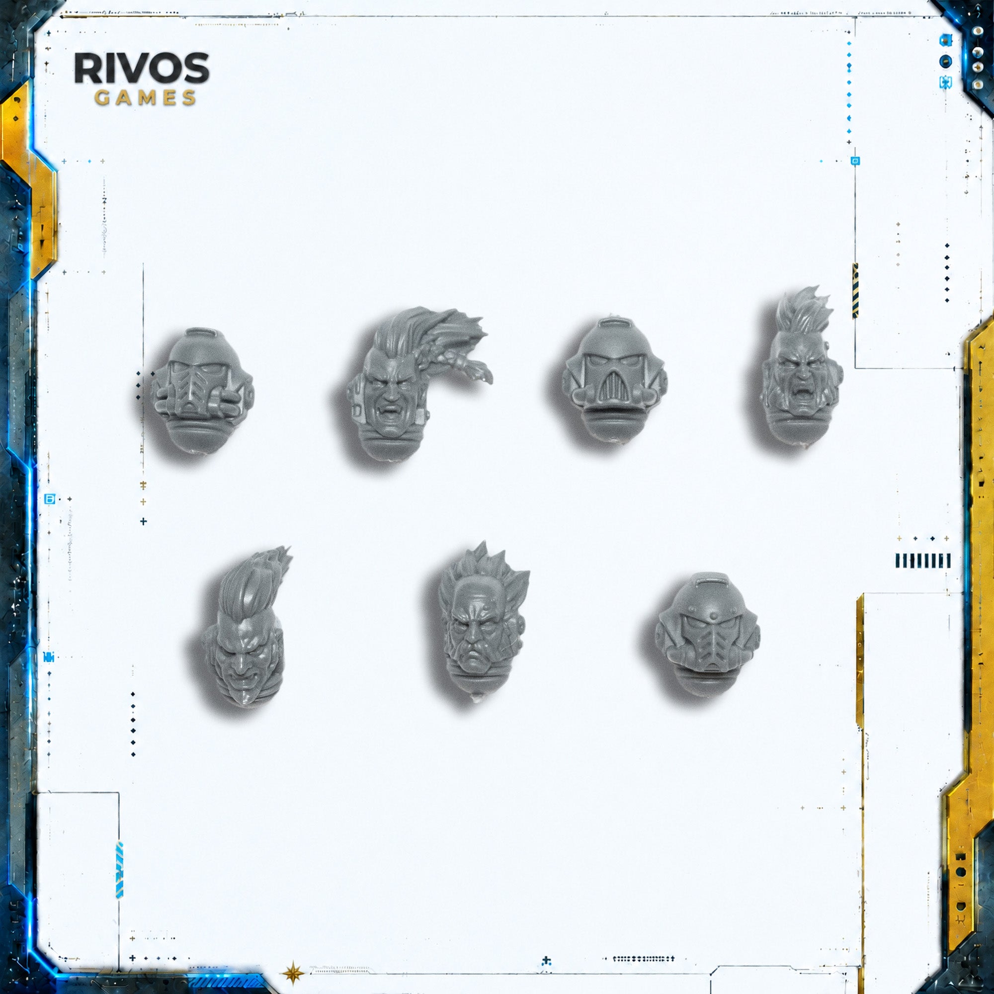 Warhammer 40K Space Wolves Blood Claws Heads x 7 - Bits (Bitz)