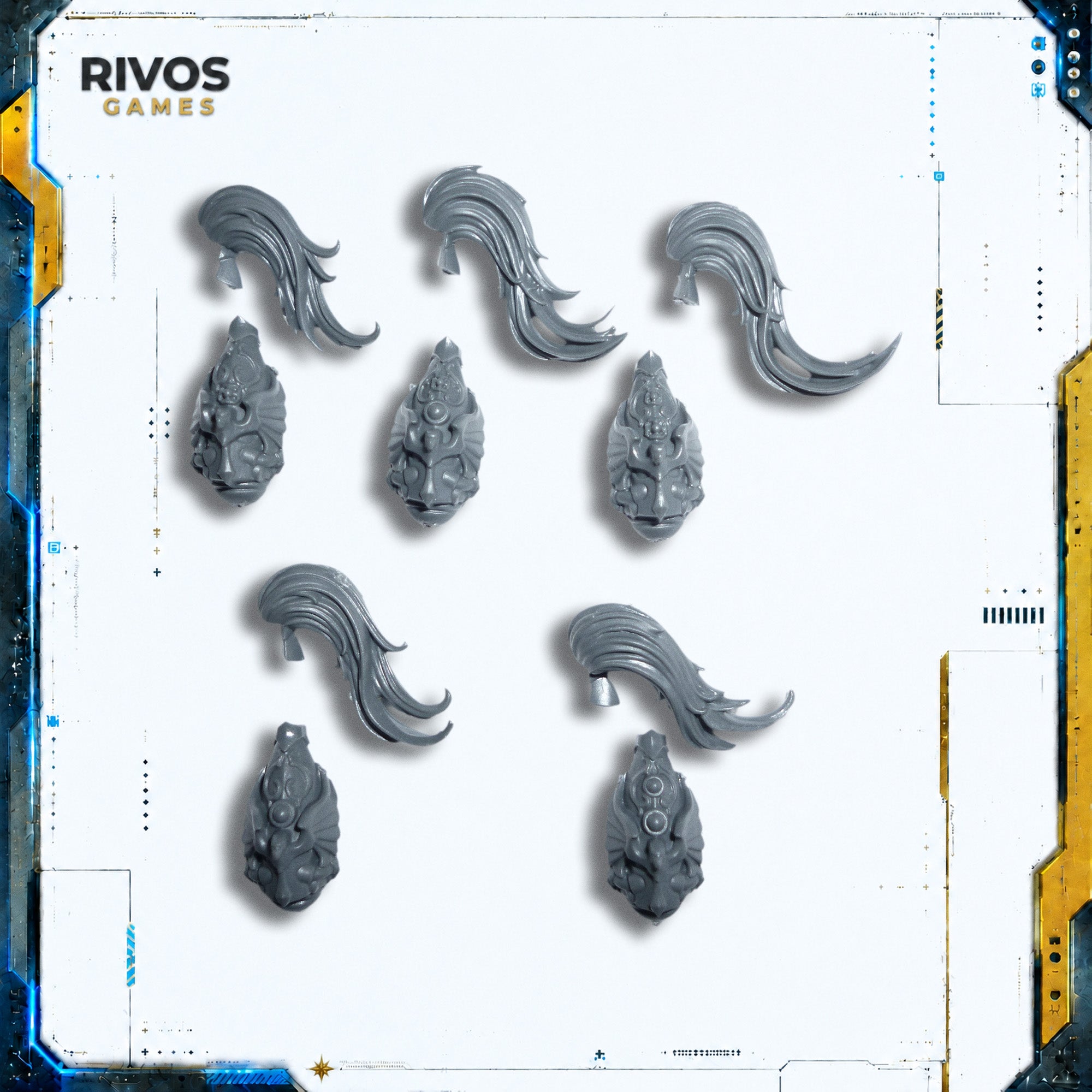 Warhammer 40K Adeptus Custodes Custodian Guard Helmets and Plumes x 5 - Bits (Bitz)