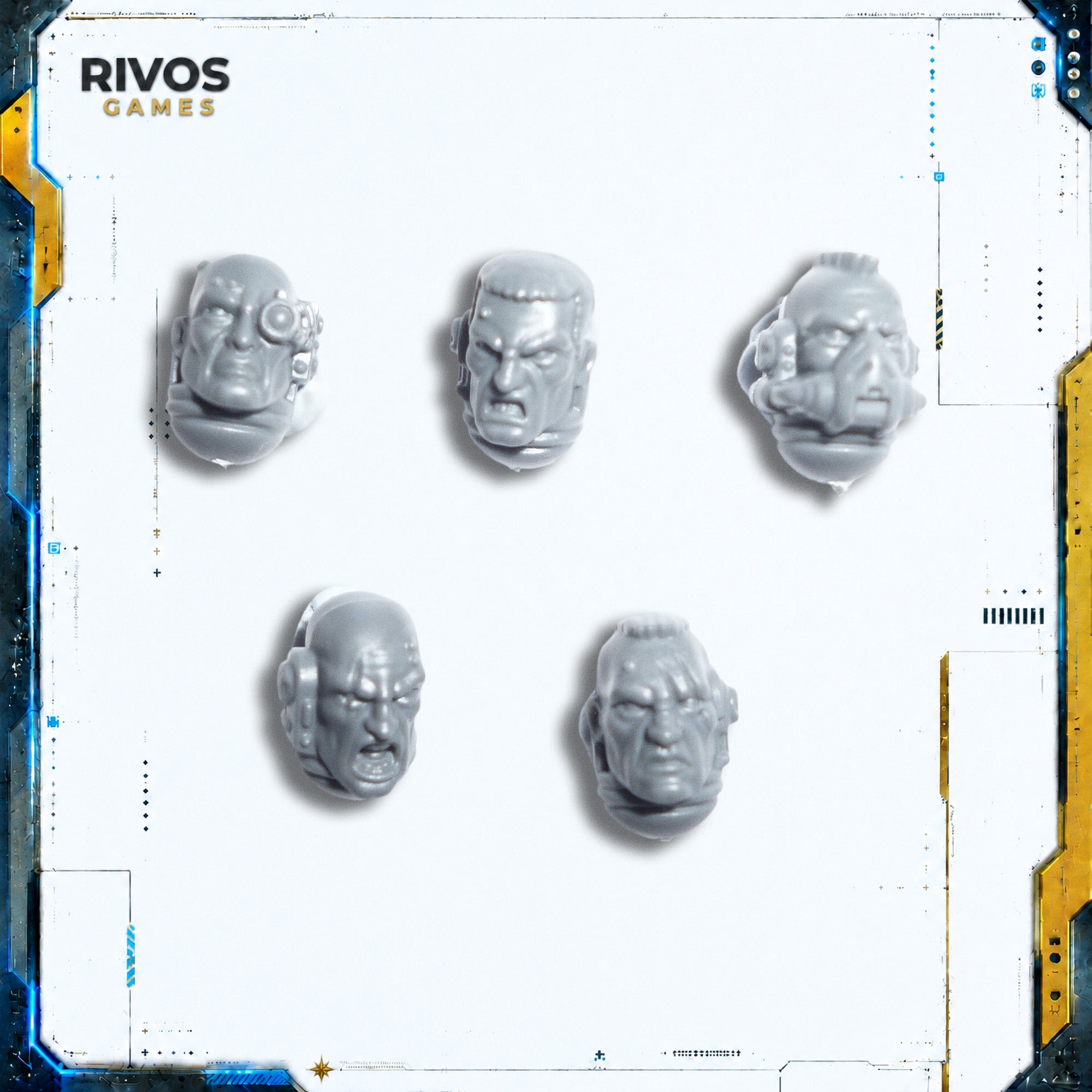 Warhammer 40K Space Marines Primaris Intercessors Heads x 5 - Bits (Bitz)