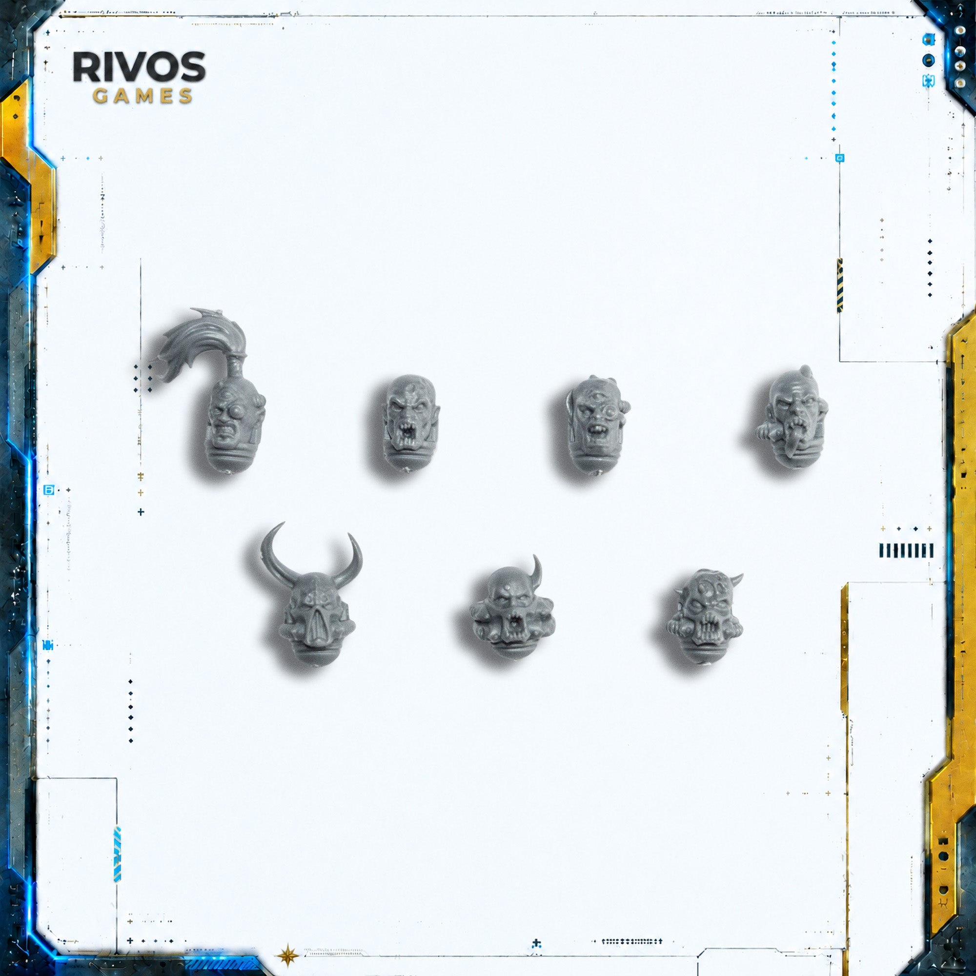 Warhammer 40K Chaos Space Marines Chosen Heads x 7 - Bits (Bitz)