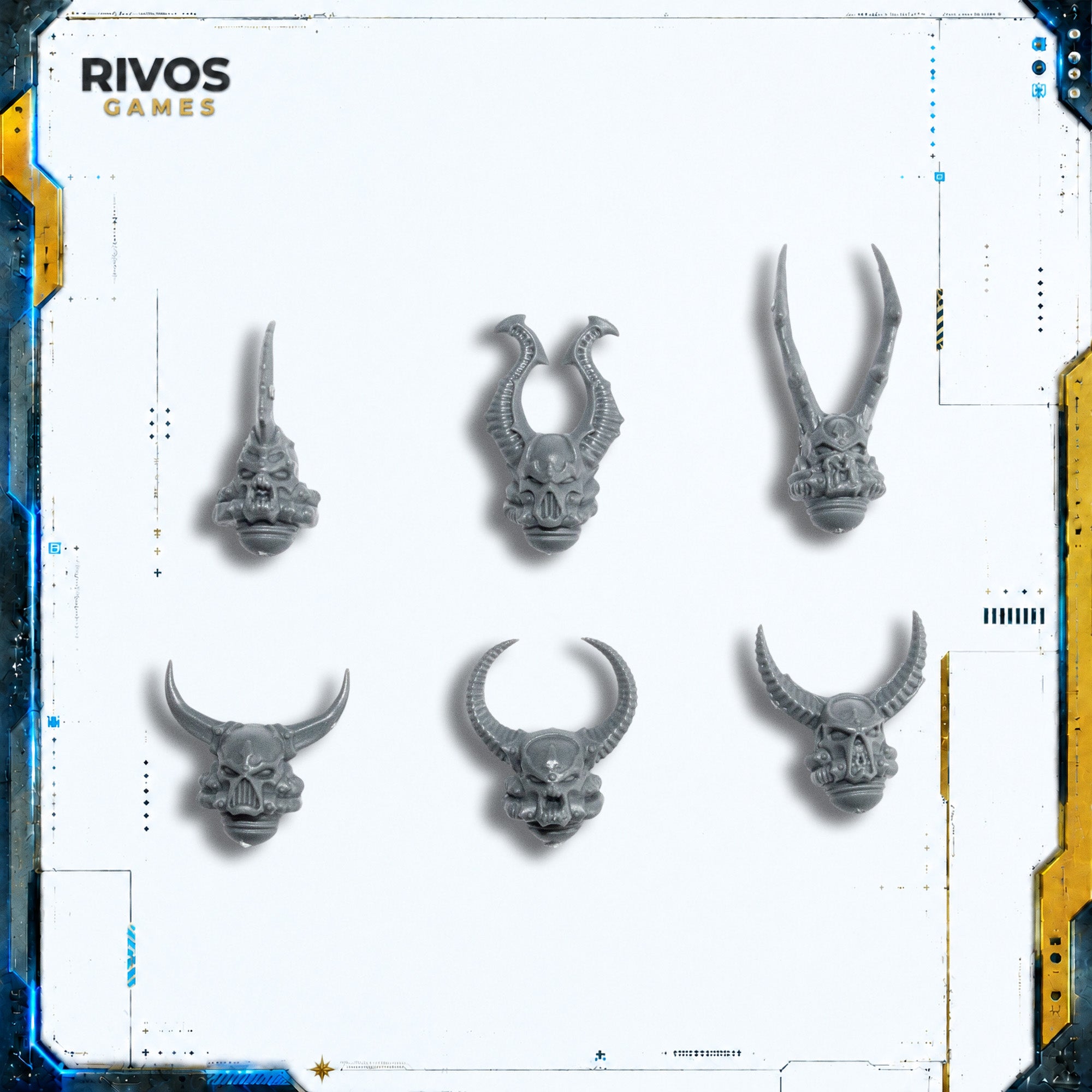 Warhammer 40K Chaos Space Marines Chosen Helmets x 6 - Bits (Bitz)