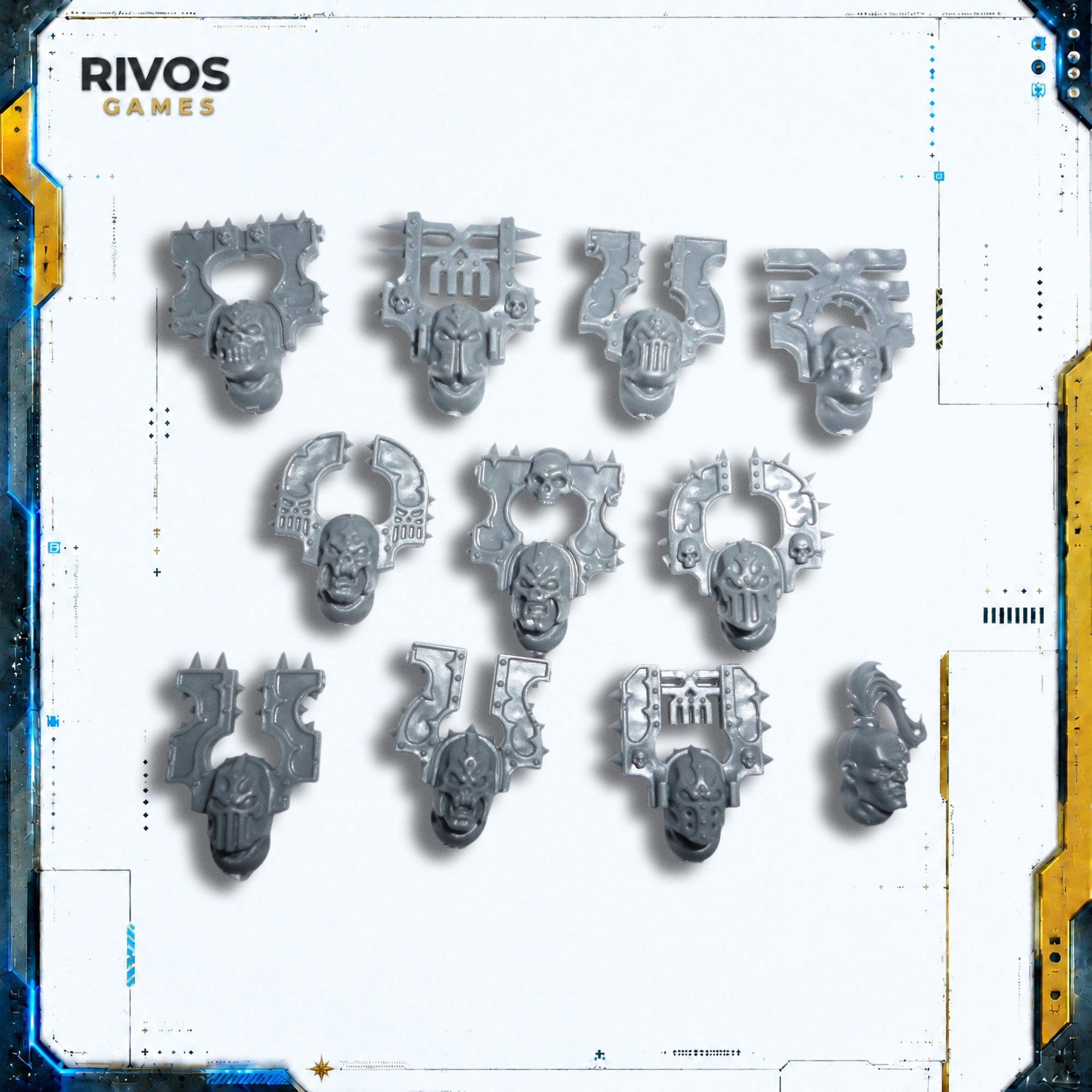 Warhammer Blades of Khorne Blood Warriors Heads x 11 - Bits (Bitz)