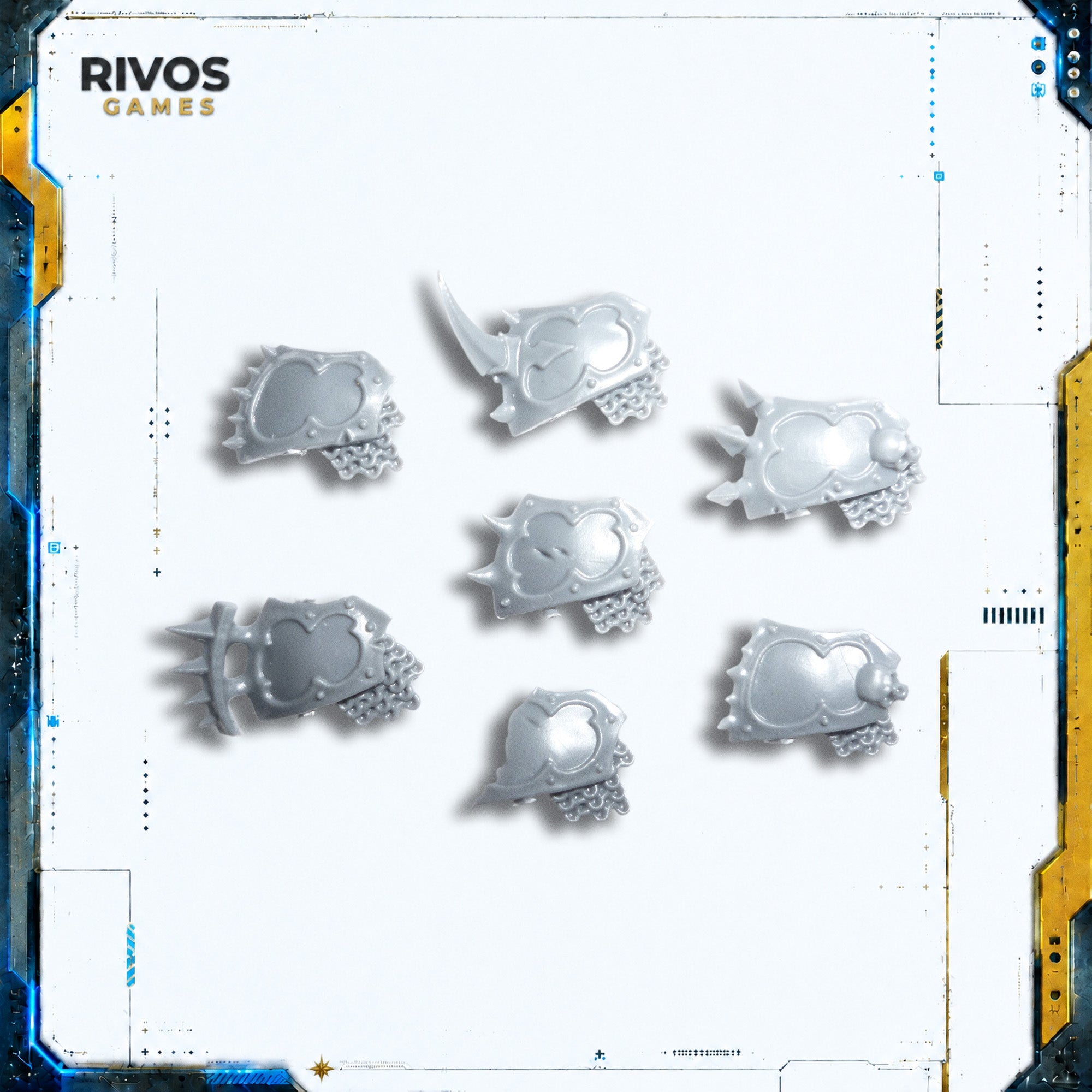 Warhammer Blades of Khorne Blood Warriors Shoulder Pads x 7 A - Bits (Bitz)