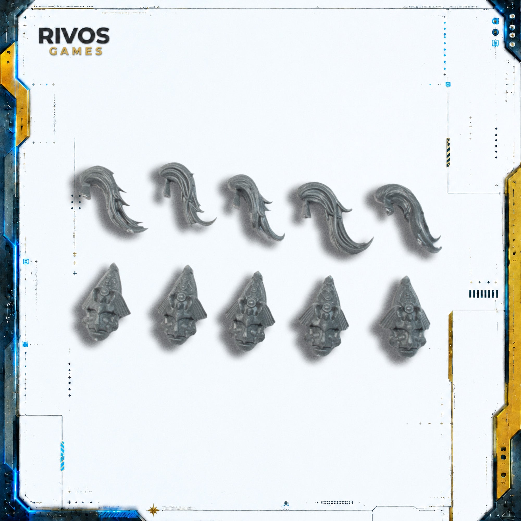 Warhammer 40K Adeptus Custodes Custodian Wardens Helmets and Plumes x 5 - Bits (Bitz)