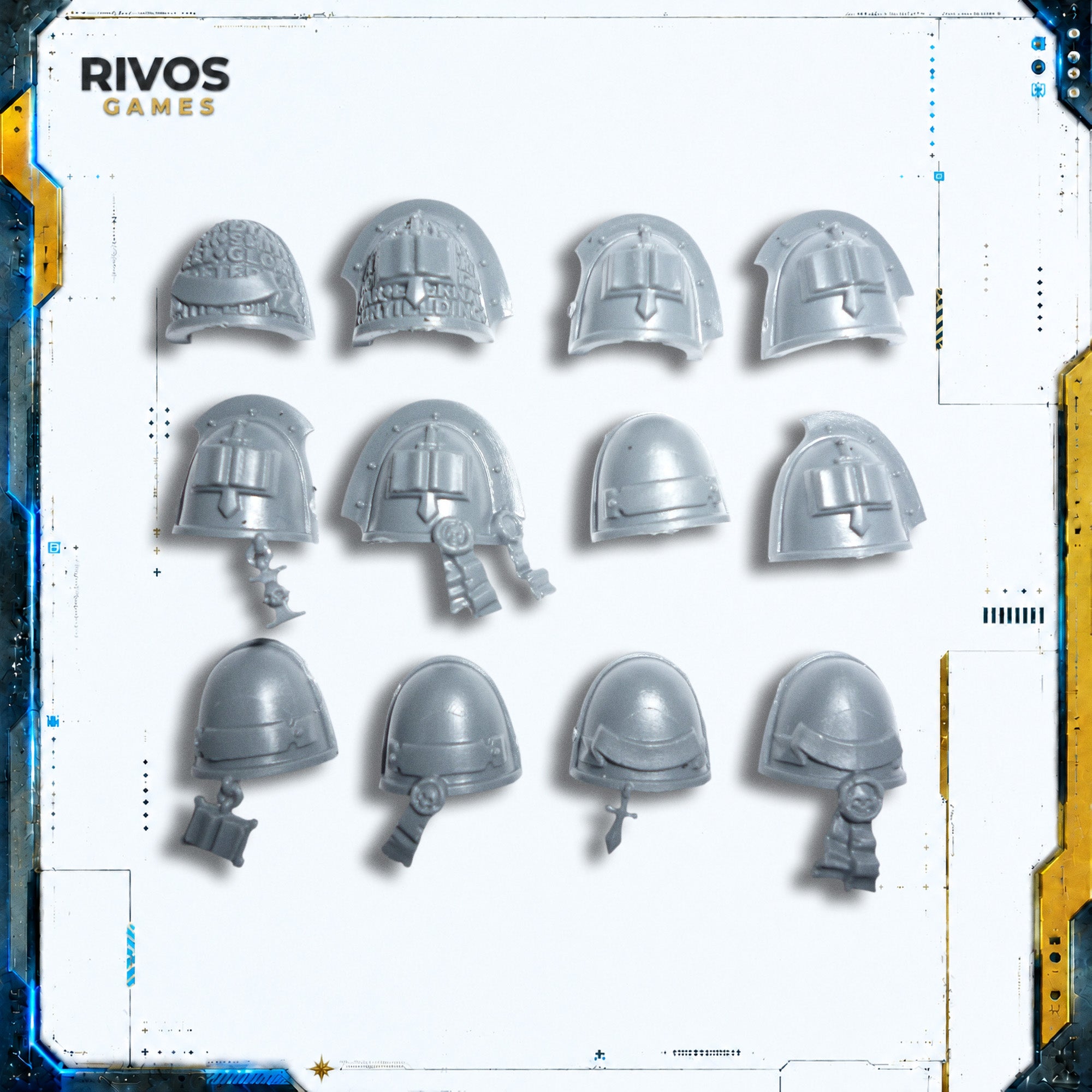 Warhammer 40K Grey Knights Strike Squad Shoulder Pads x 12 - Bits (Bitz)