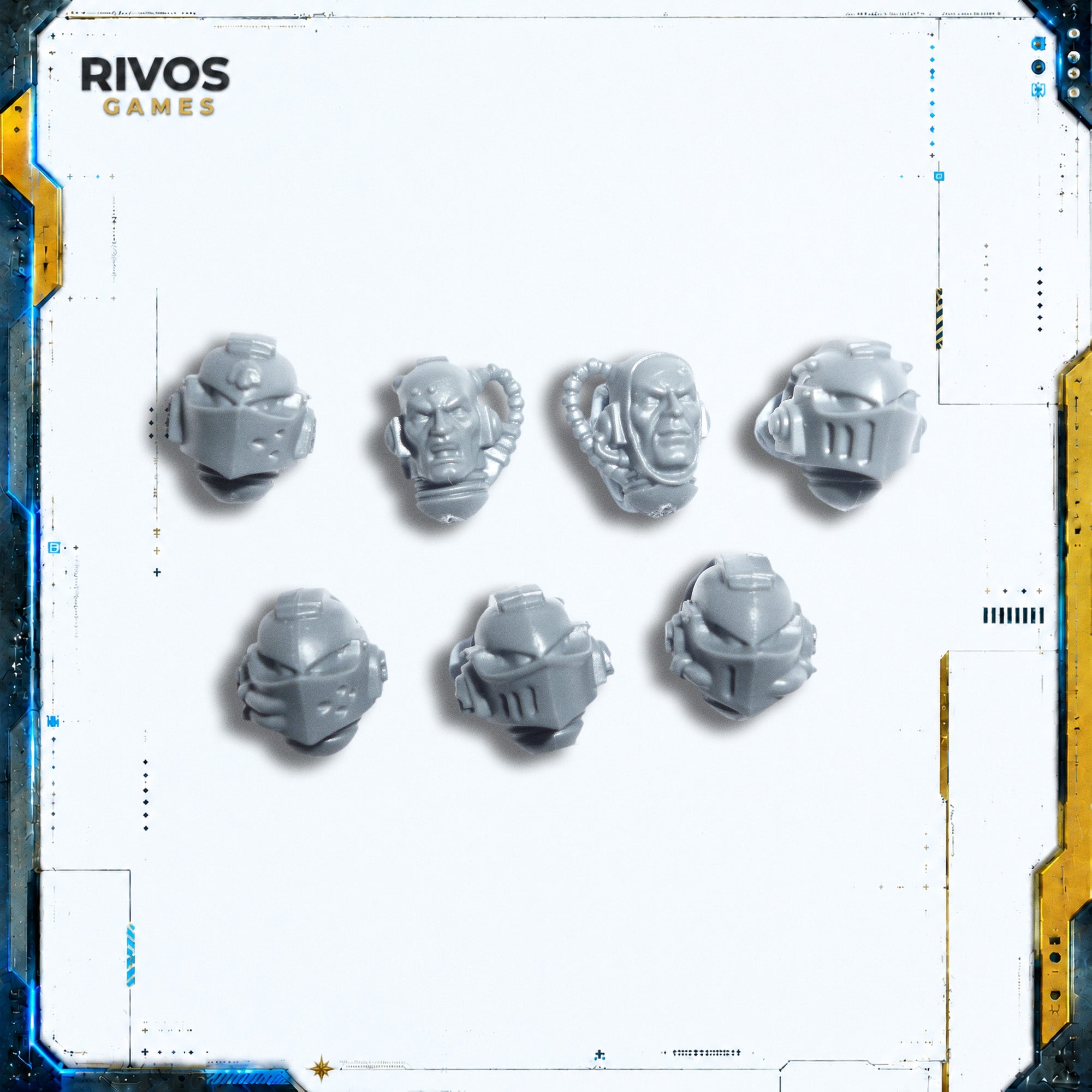 Warhammer 40K Grey Knights Strike Squad Heads x 7 - Bits (Bitz)