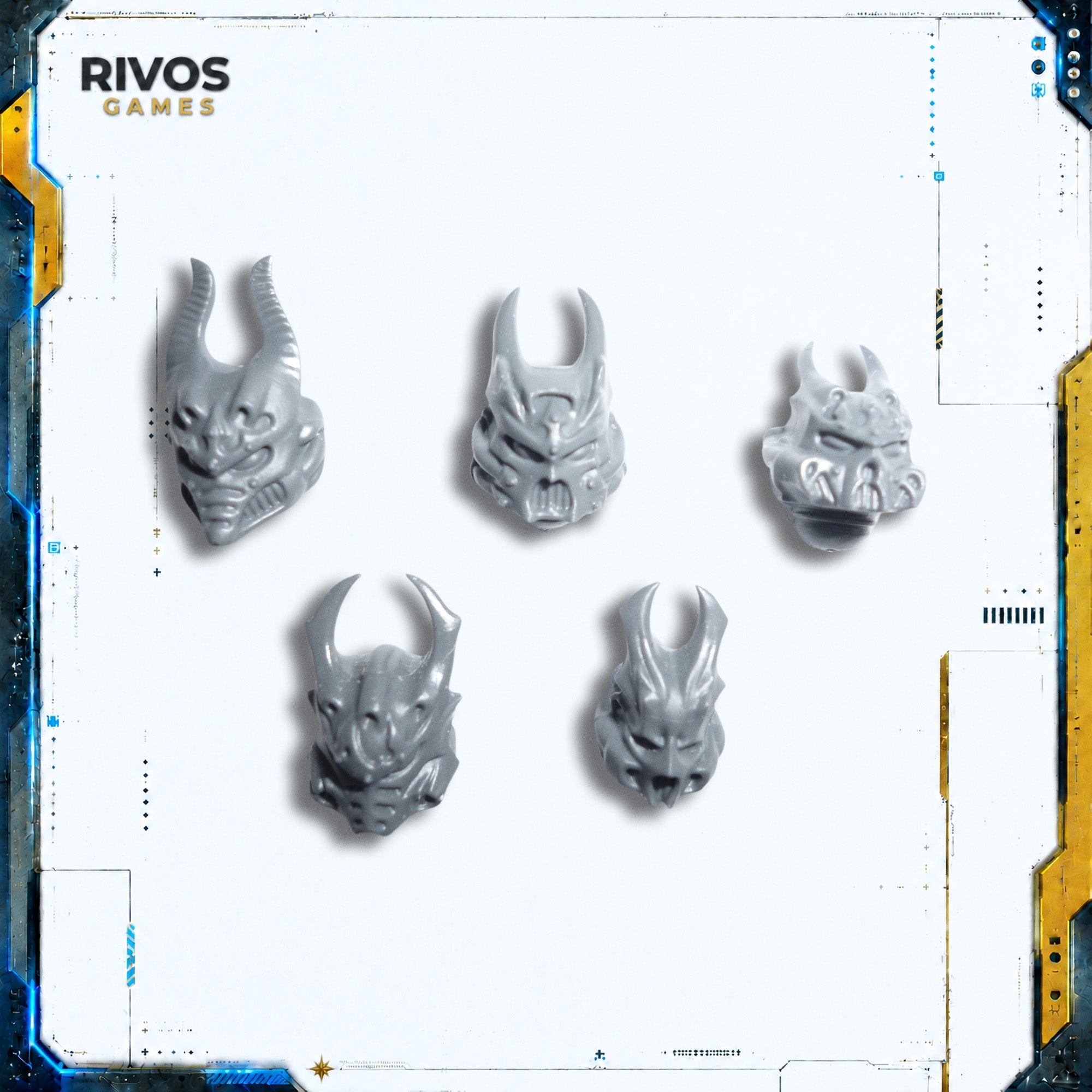 Warhammer 40K Chaos Space Marines Raptors Heads x 5 B - Bits (Bitz)