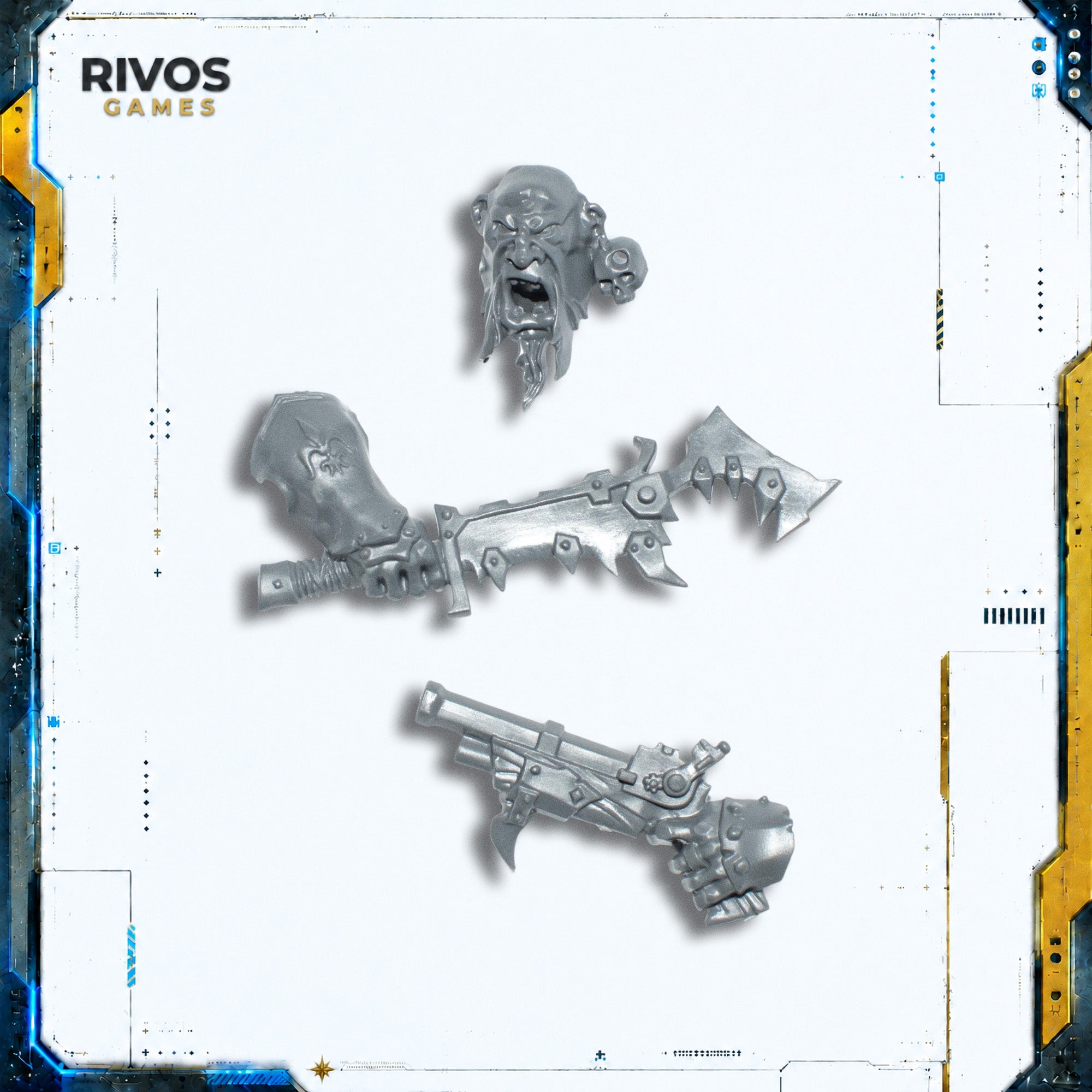Warhammer Ogor Mawtribes Mournfang Pack Skalg Head and Weapons - Bits (Bitz)