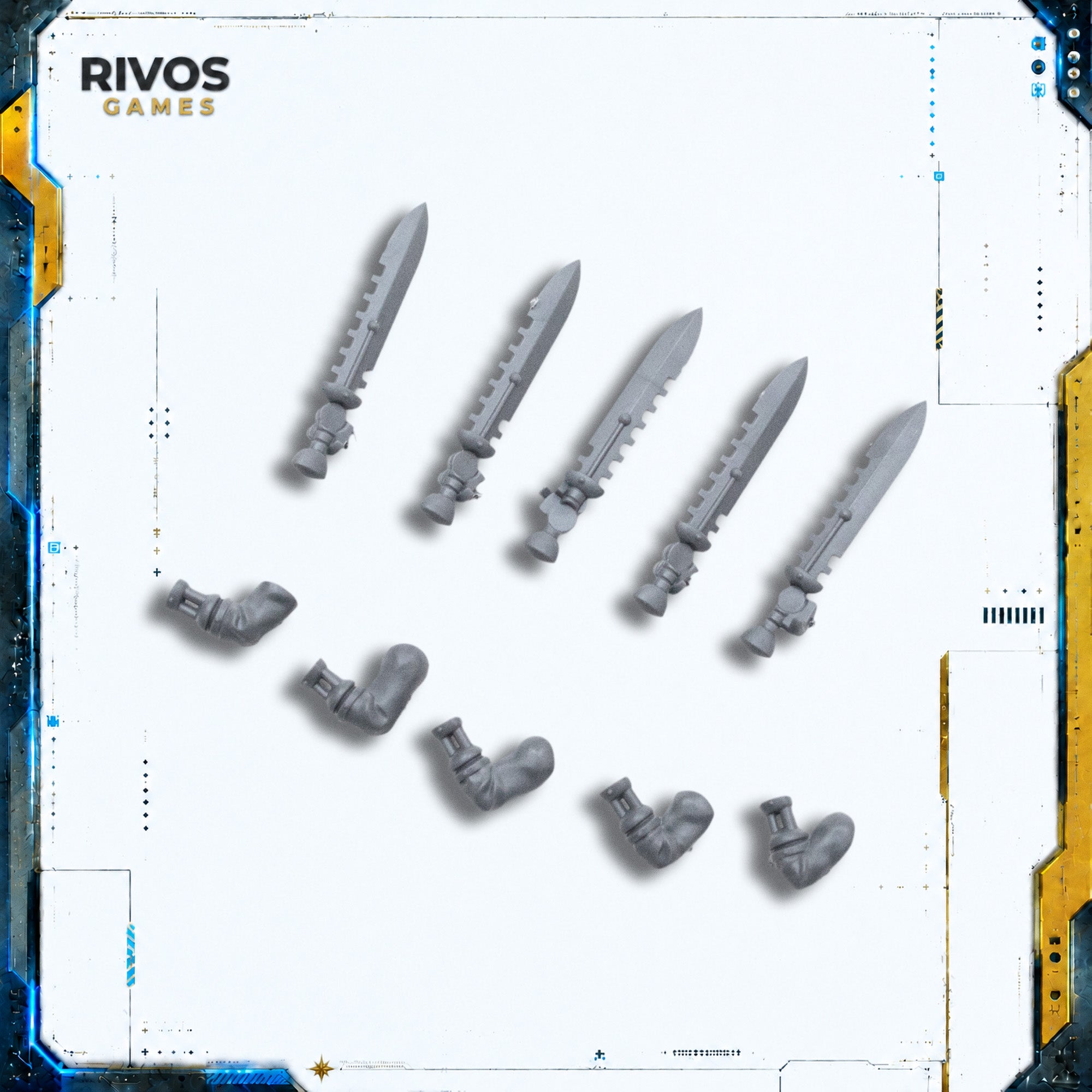 Warhammer 40K Adeptus Mechanicus Sicarians Power Sword x 5 - Bits (Bitz)