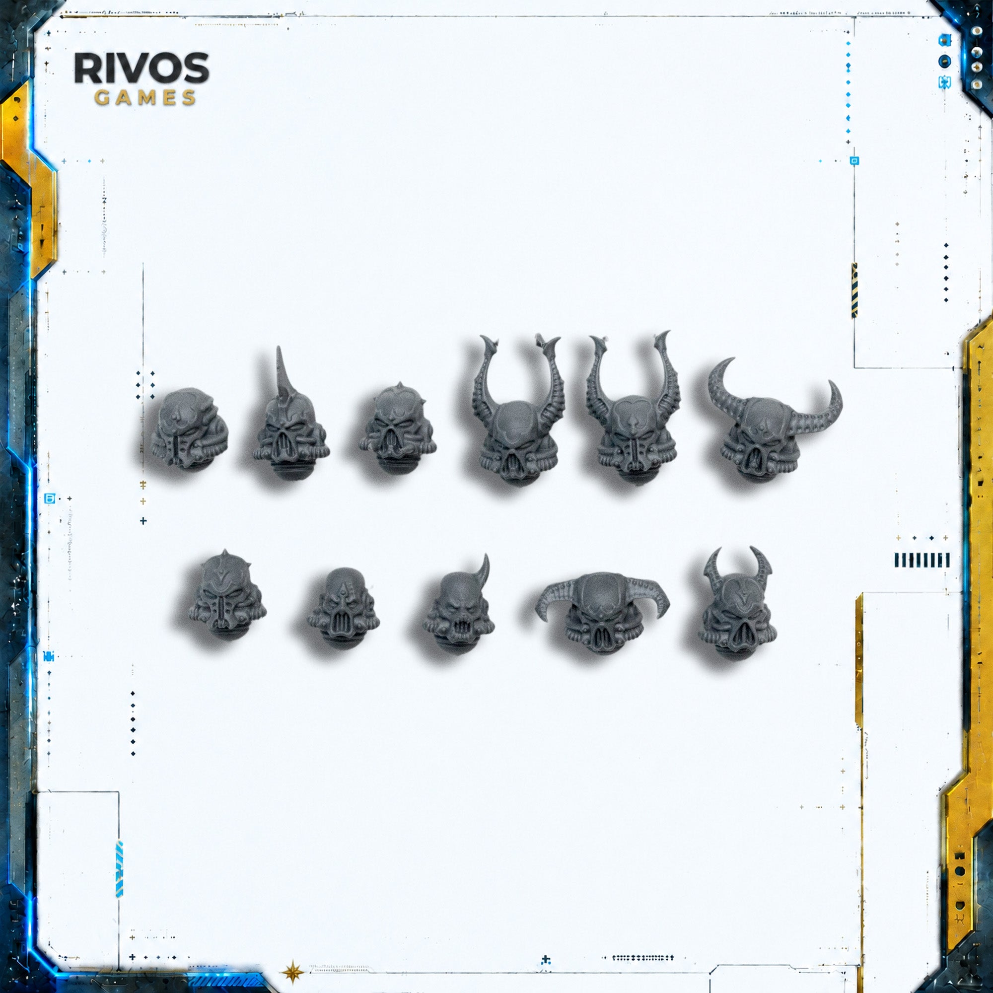 Warhammer 40K Chaos Space Marines Heads x 11 - Bits (Bitz)