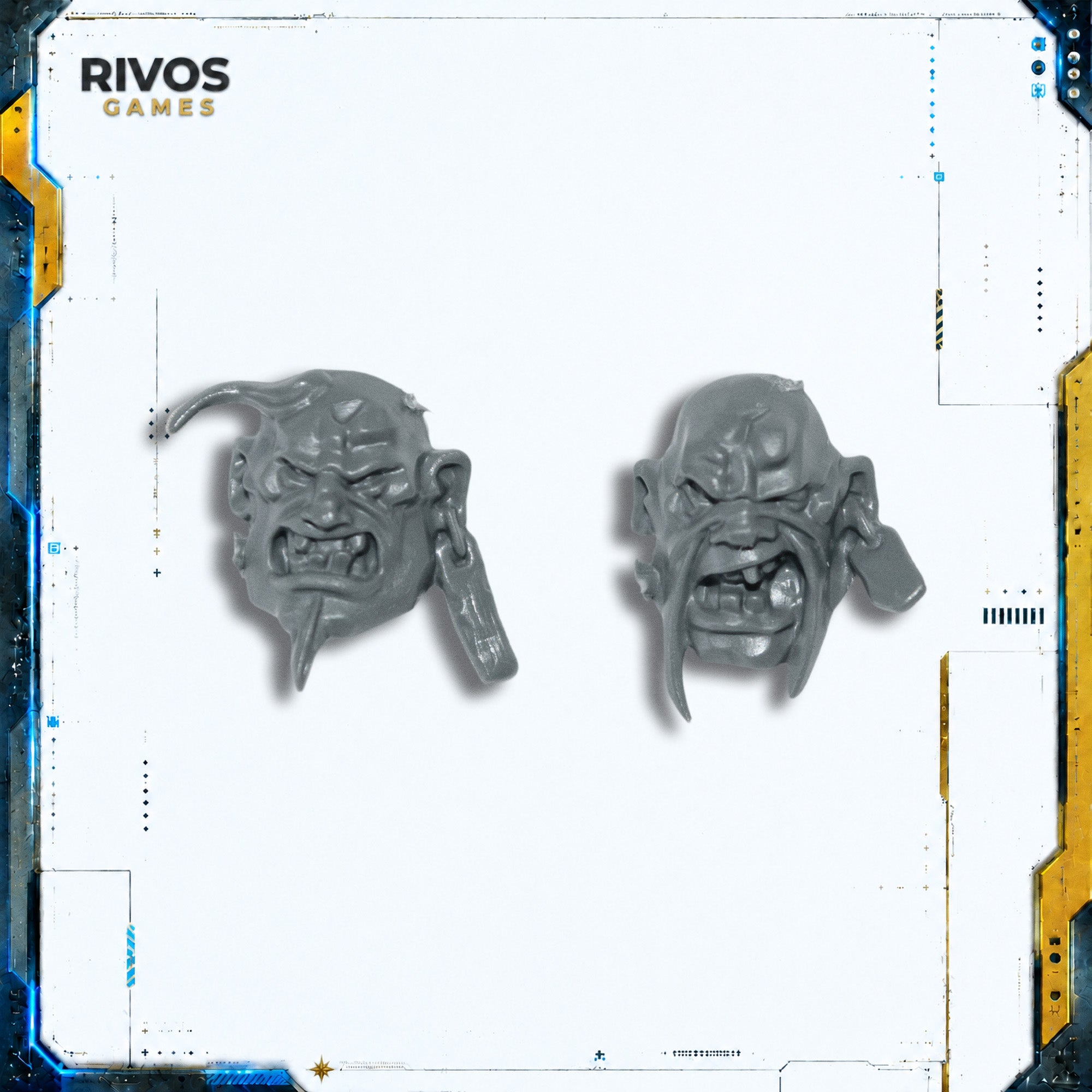 Warhammer Ogor Mawtribes Stonehorn Huskard Heads x 2 - Bits (Bitz)