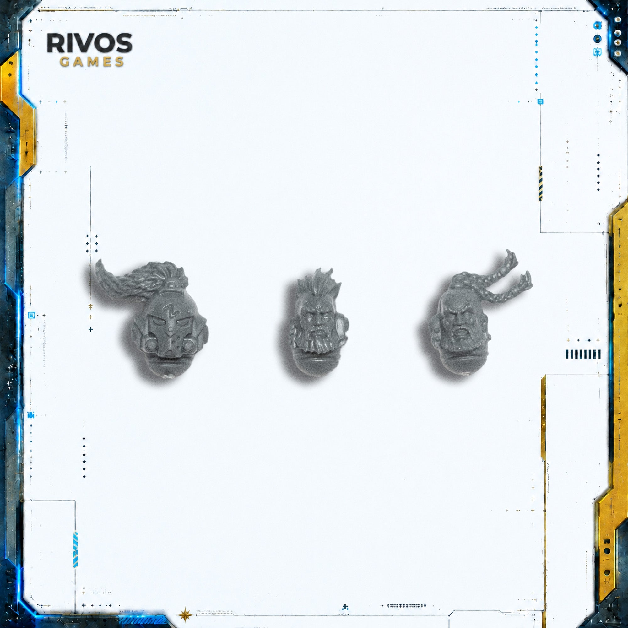 Warhammer 40K Space Wolves Wolf Guard Headtakers Heads x 3 B - Bits (Bitz)