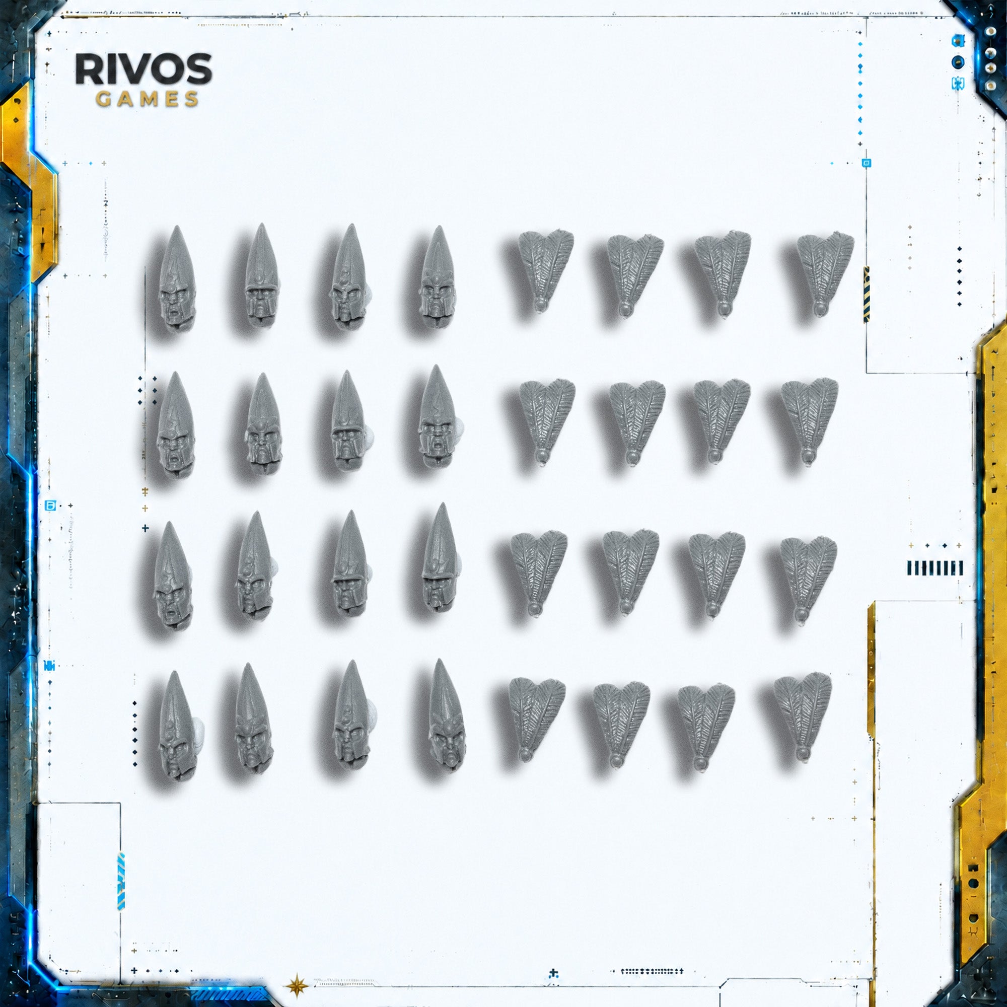 Warhammer High Elf Realms Elven Spearmen Heads x 16 - Bits (Bitz)