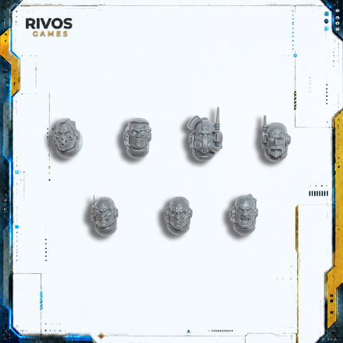 Horus Heresy Space Marines MKVI Command Squad Heads x 7 Bits Bitz