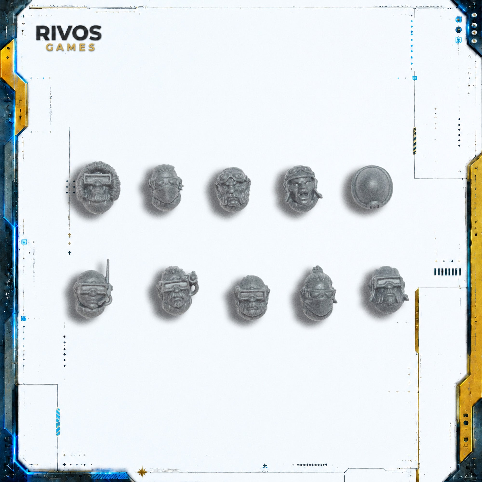Warhammer 40K Leagues of Votann Hernkyn Pioneers Heads x 10 - Bits (Bitz)