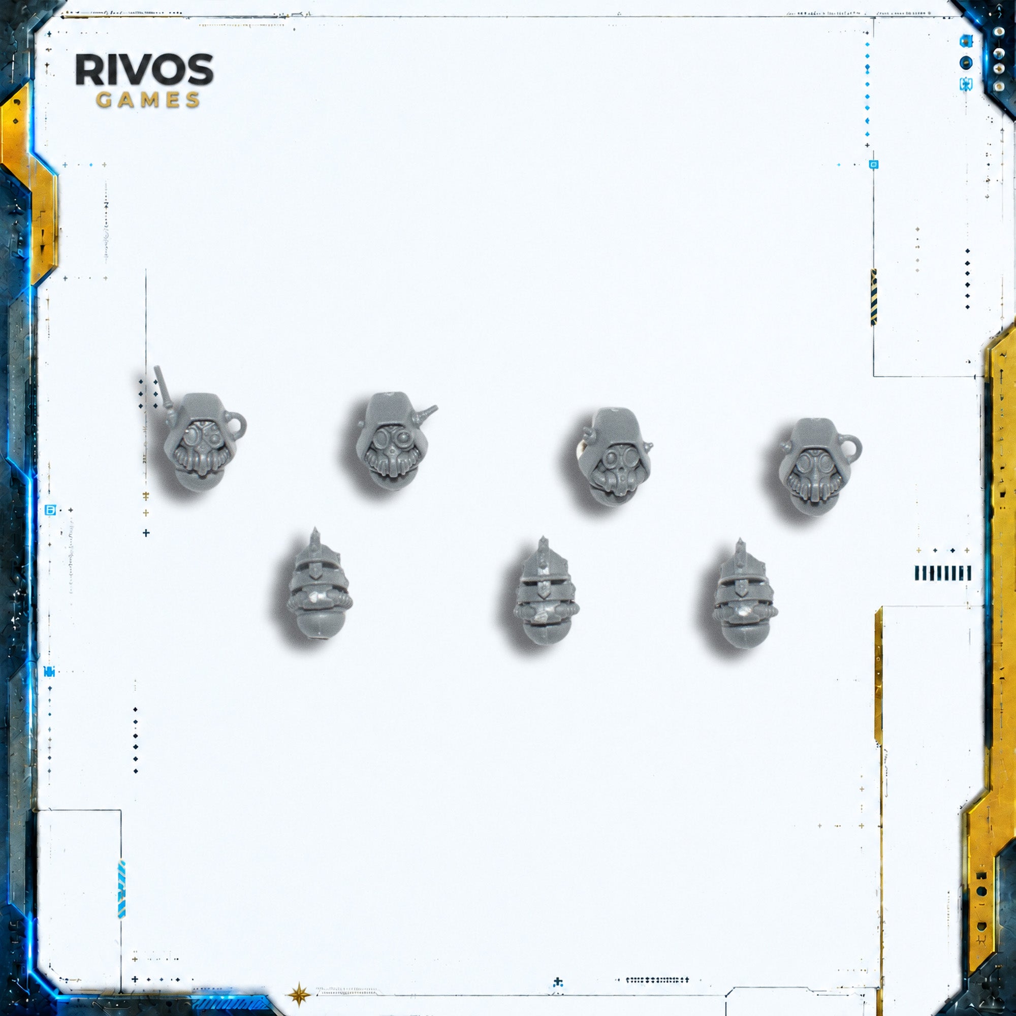 Warhammer 40K Adeptus Mechanicus Serberys Raiders/Sulphurhounds Heads x 7 - Bits (Bitz)