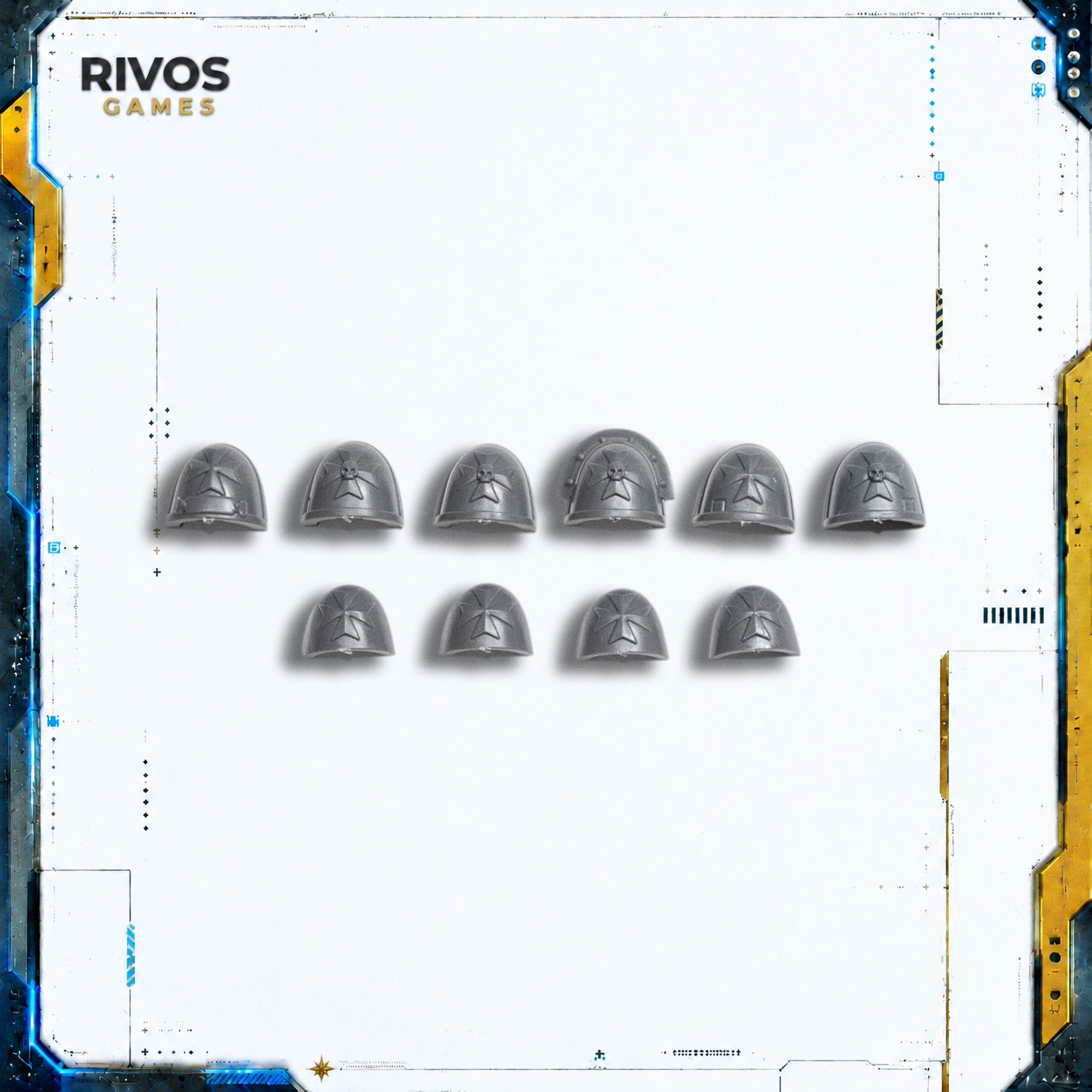 Warhammer 40K Black Templars Crusader Squad Shoulder Pads x 10 - Bits (Bitz)