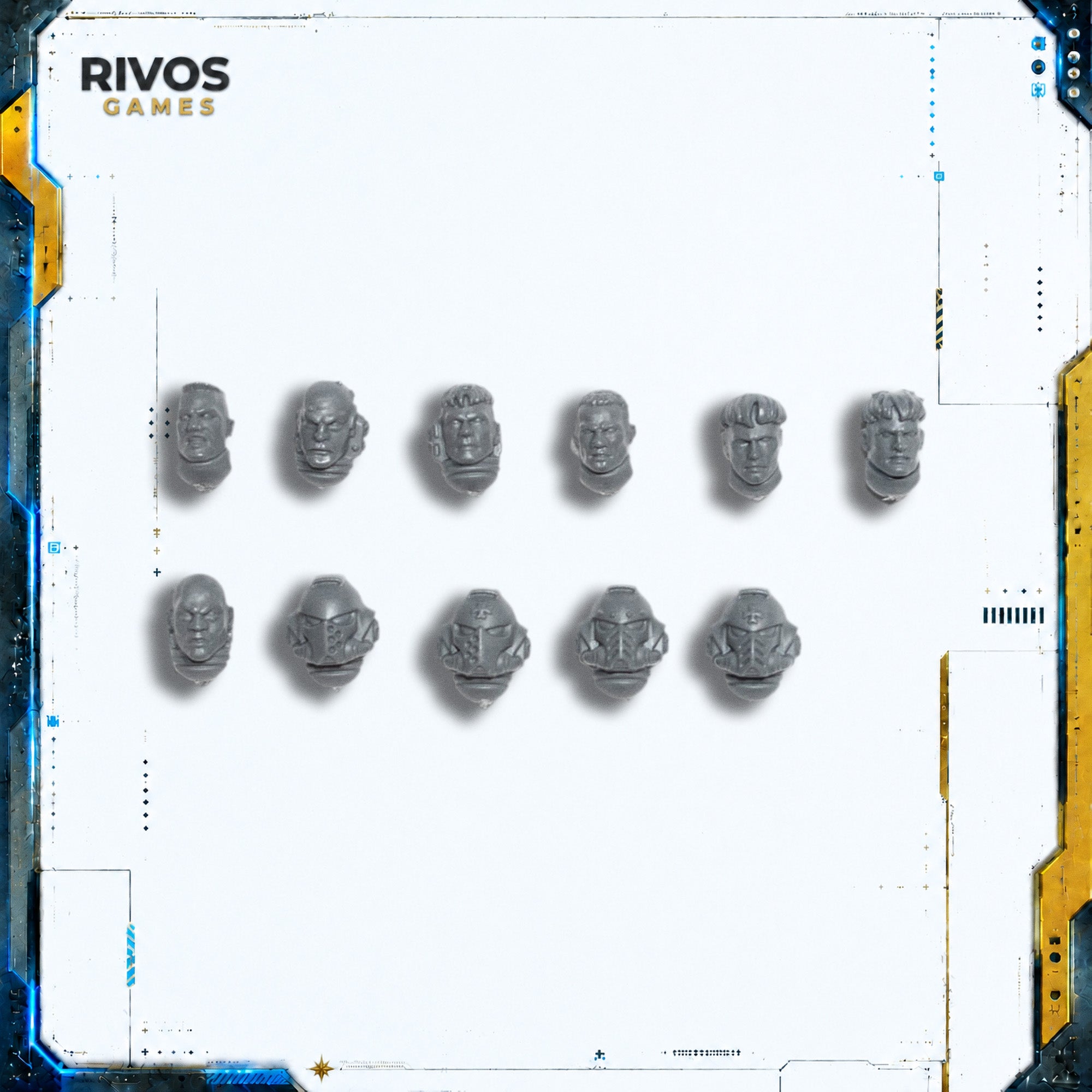 Warhammer 40K Black Templars Crusader Squad Heads x 11 - Bits (Bitz)