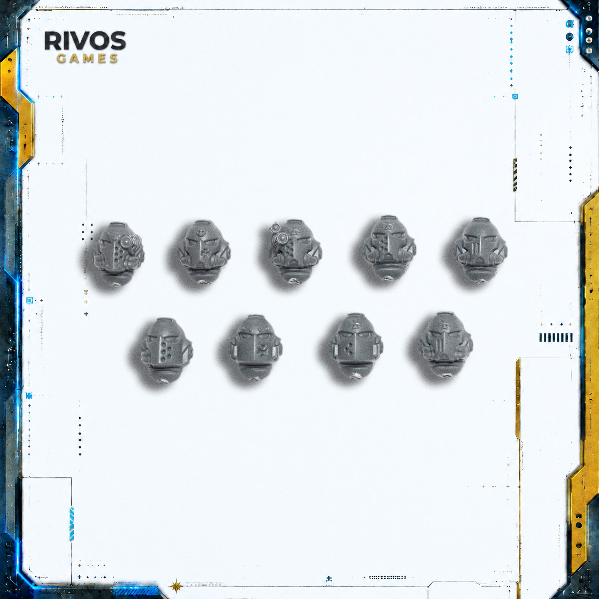 Warhammer 40K Black Templars Sword Brethren Helmets x 9 - Bits (Bitz)