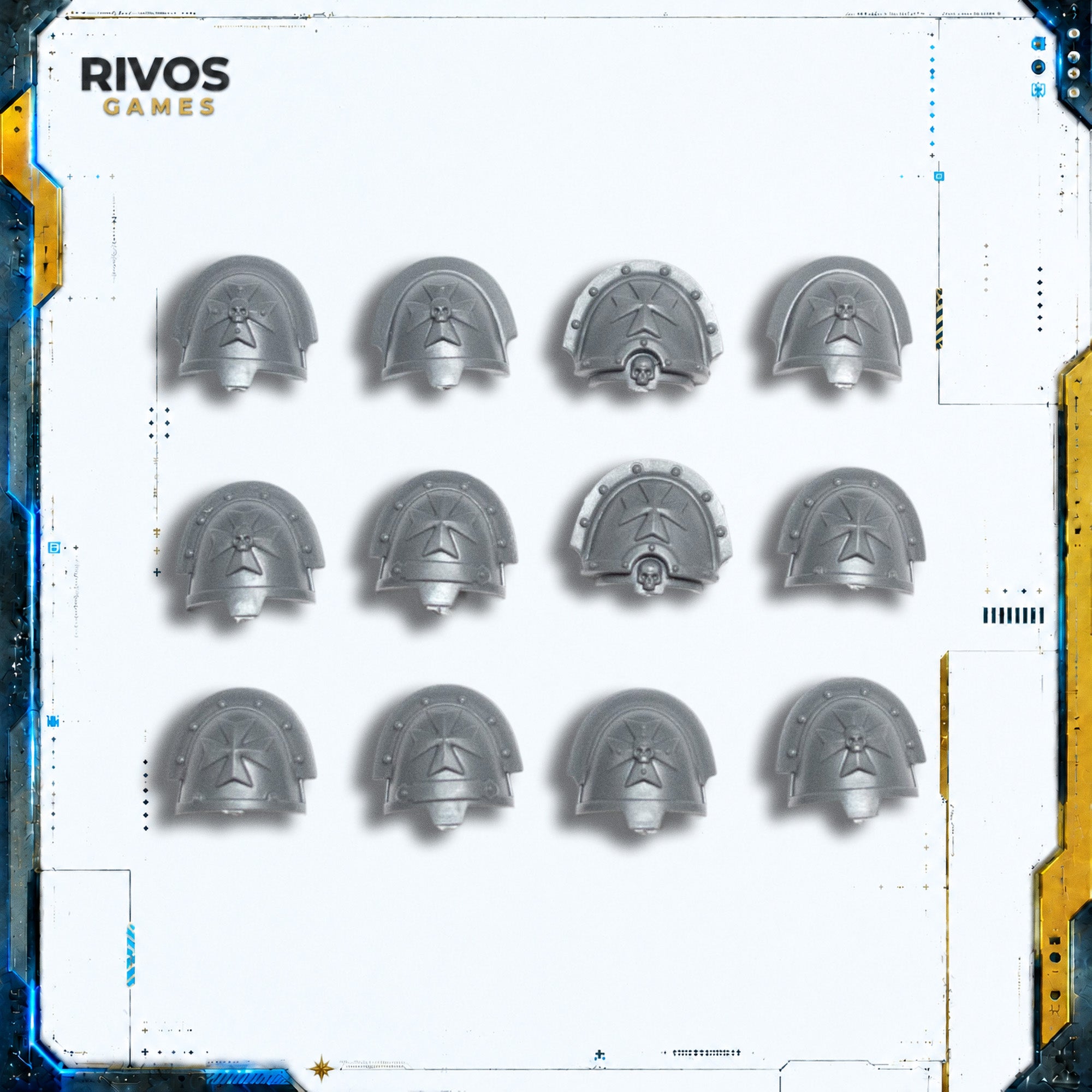 Warhammer 40K Black Templars Sword Brethren Shoulder Pads x 12 - Bits (Bitz)