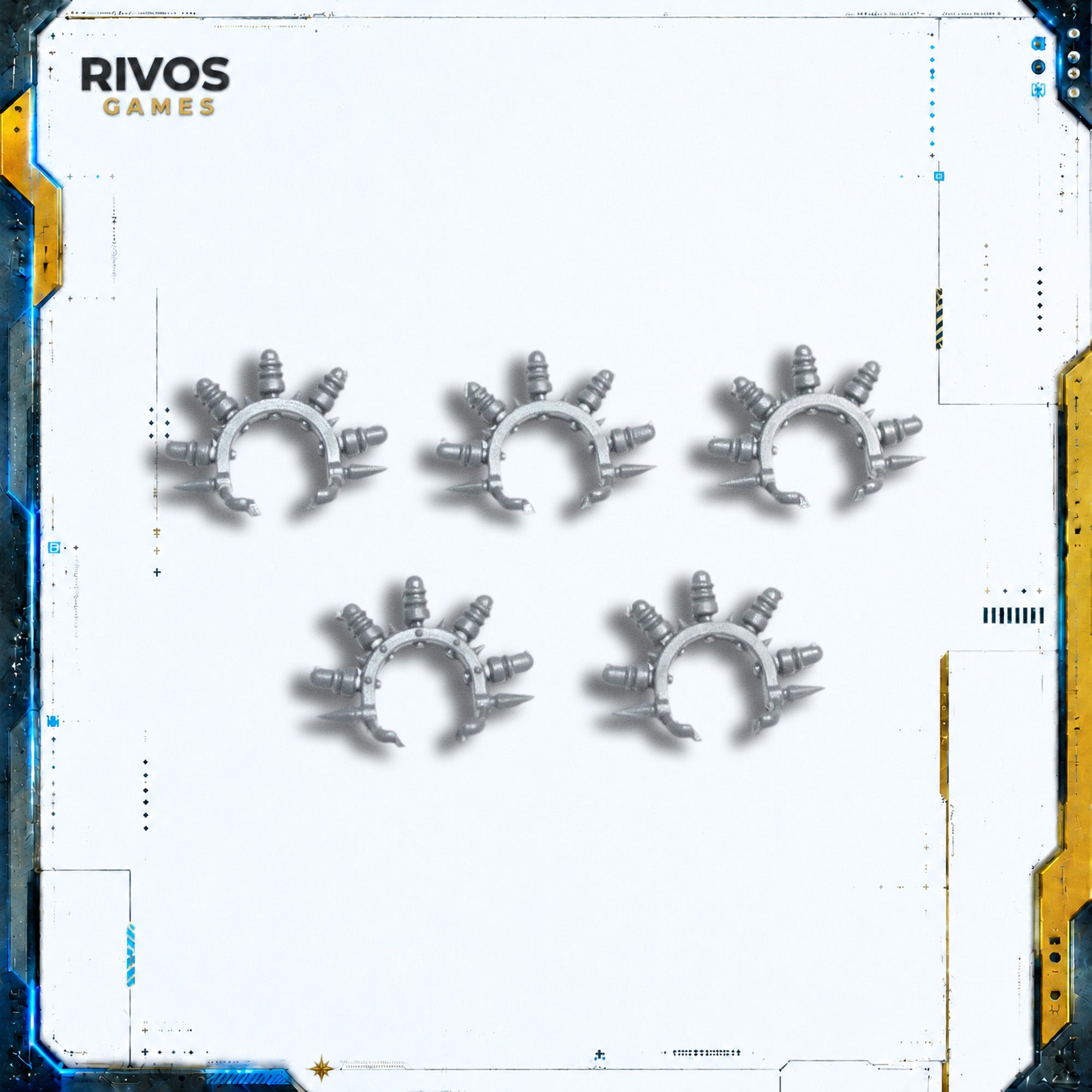 Warhammer 40K Adeptus Mechanicus Electro Priests Head Crests x 5 B - Bits (Bitz)
