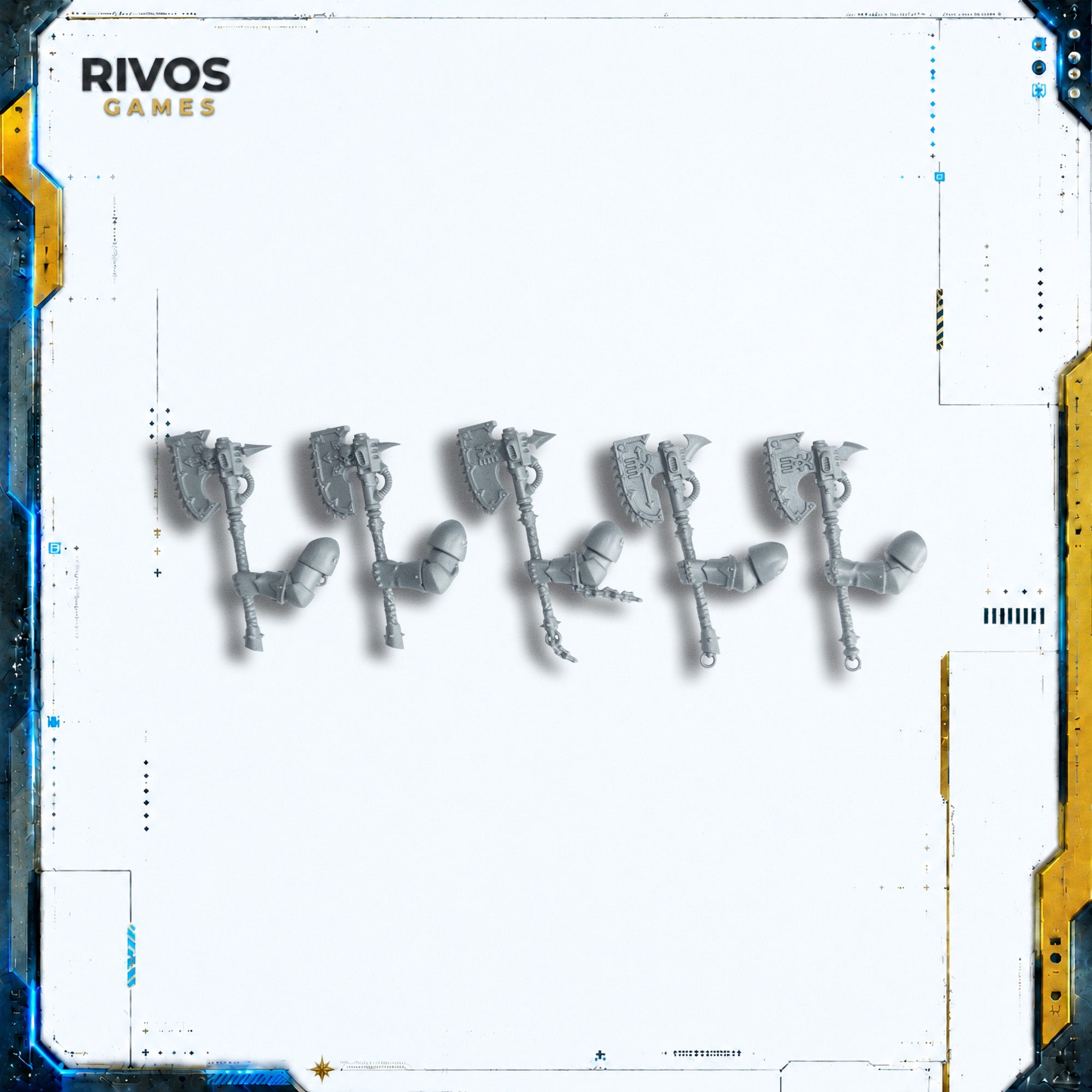 Warhammer 40K Chaos Space Marines Khorne Berzerkers Chainaxe x 5 - Bits (Bitz)