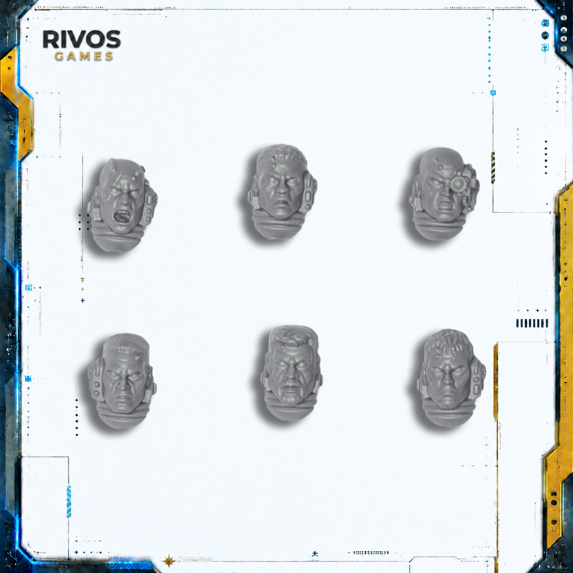 Warhammer 40K Space Marines Company Heroes Heads x 6 - Bits (Bitz)