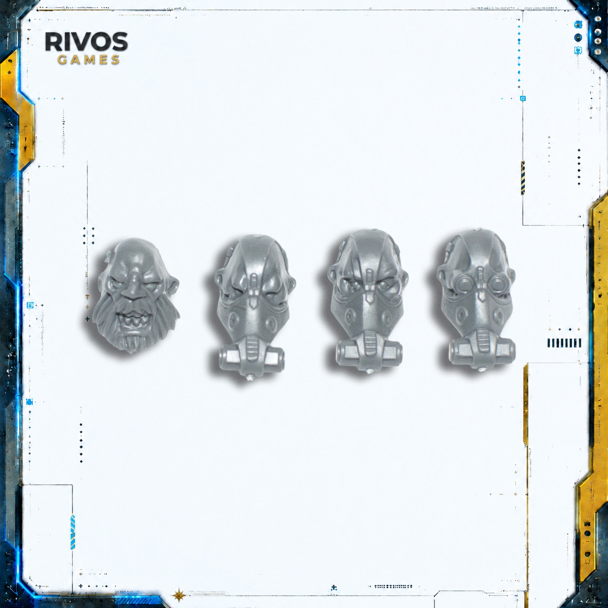 Warhammer 40K Astra Militarum Bullgryns Heads x 4 A - Bits (Bitz)
