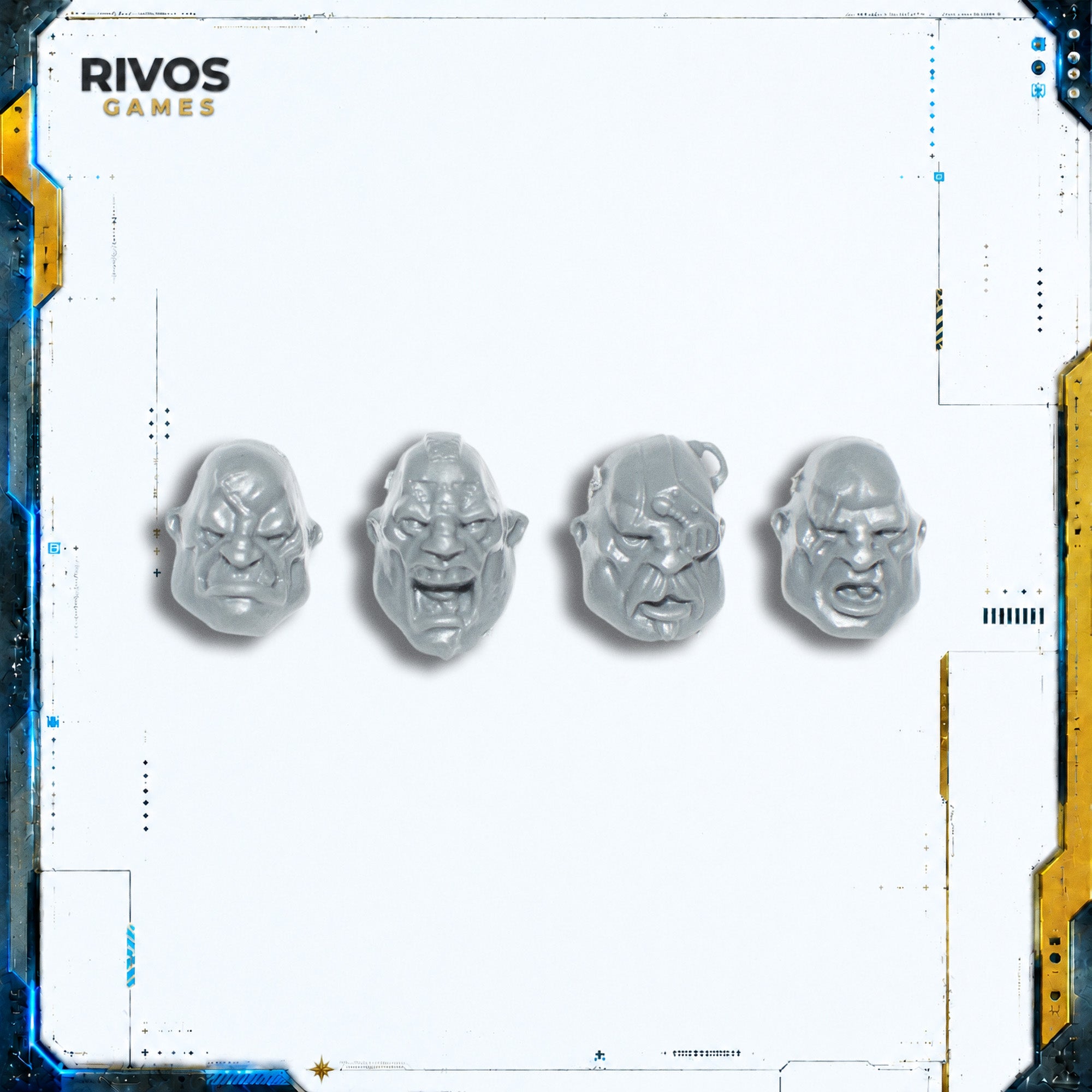 Warhammer 40K Astra Militarum Bullgryns Heads x 4 B - Bits (Bitz)