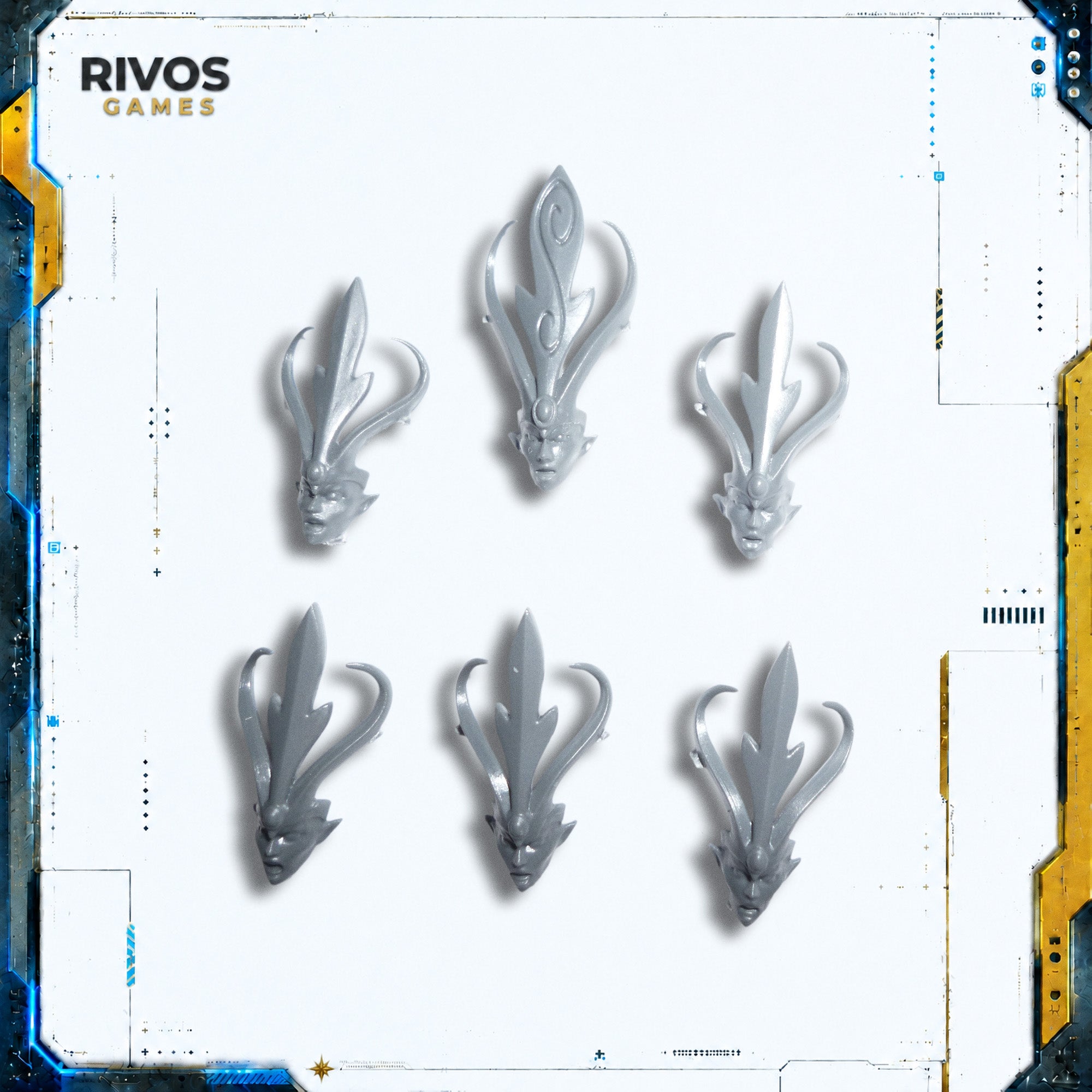 Warhammer Wood Elf Realms Wild Riders Heads A x 6  - Bits (Bitz)