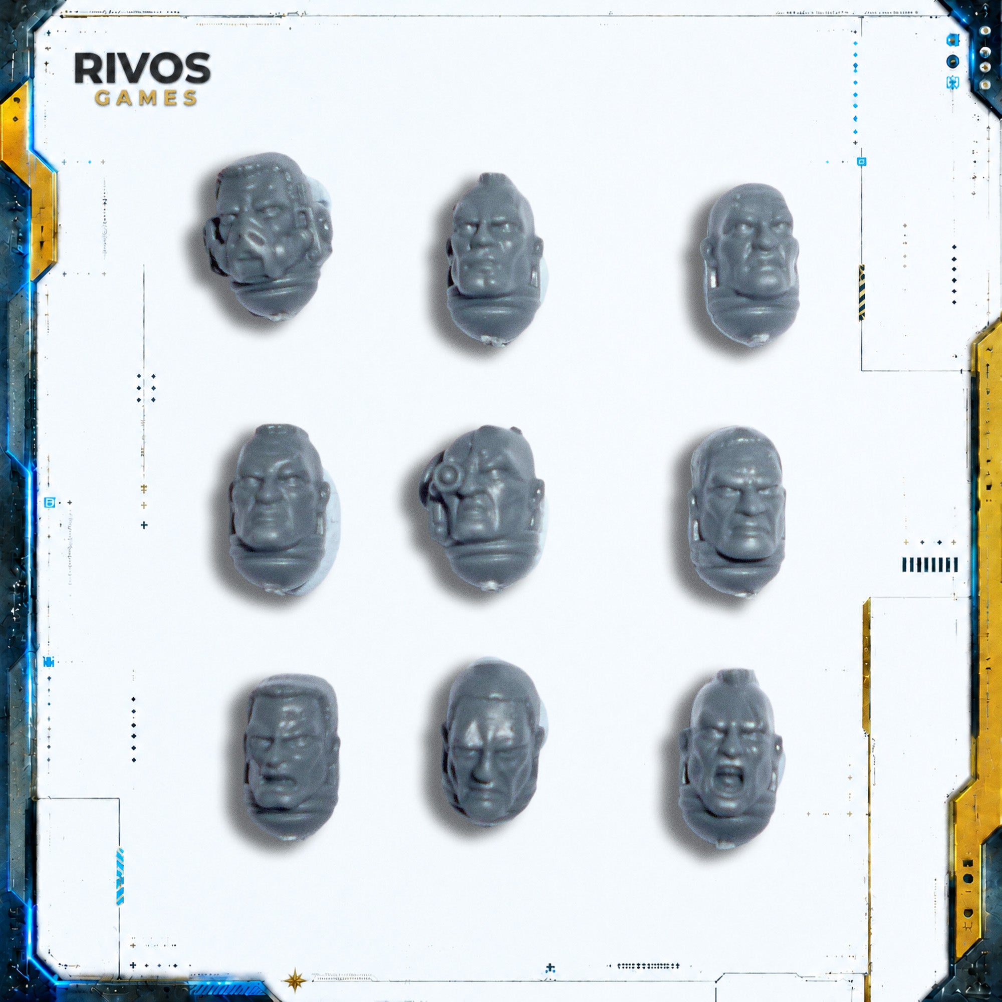 Warhammer 40K Space Marines Assault Intercessors Heads x 9 - Bits (Bitz)