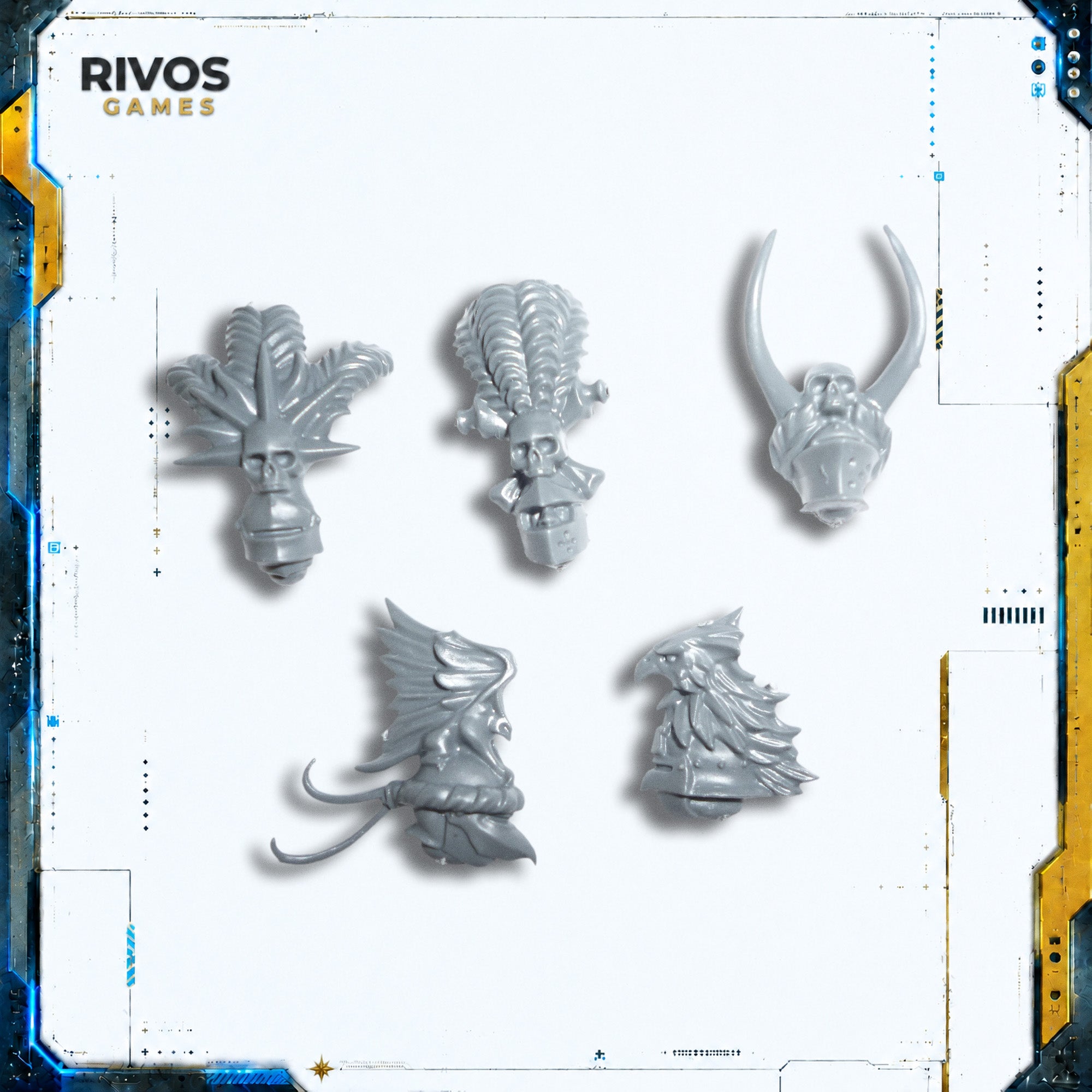 Warhammer Empire of Man Demigryph Knights Heads x 5 - Bits (Bitz)