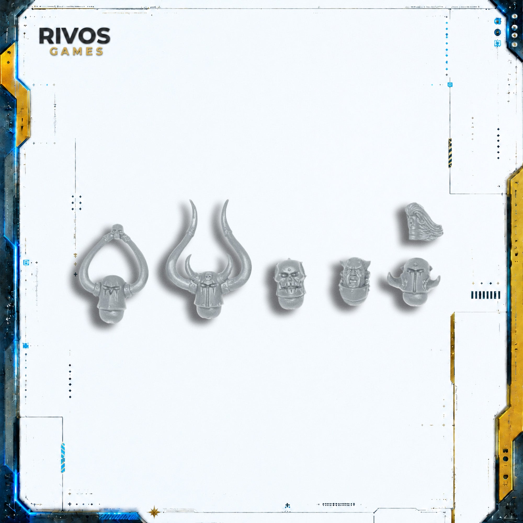 Warhammer Warriors of Chaos Chaos Warriors Champion Heads x 5 - Bits (Bitz)