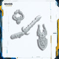 Warhammer Warriors of Chaos Chaos Knights Champion Head, Shield & Sword - Bits (Bitz)
