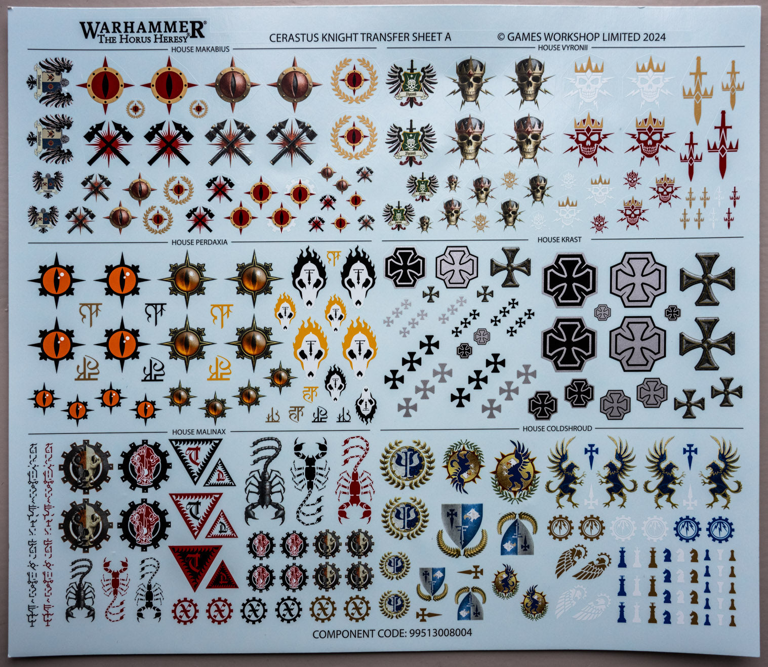 Cerastus Knight Transfer Sheet A - Warhammer - Spare Part
