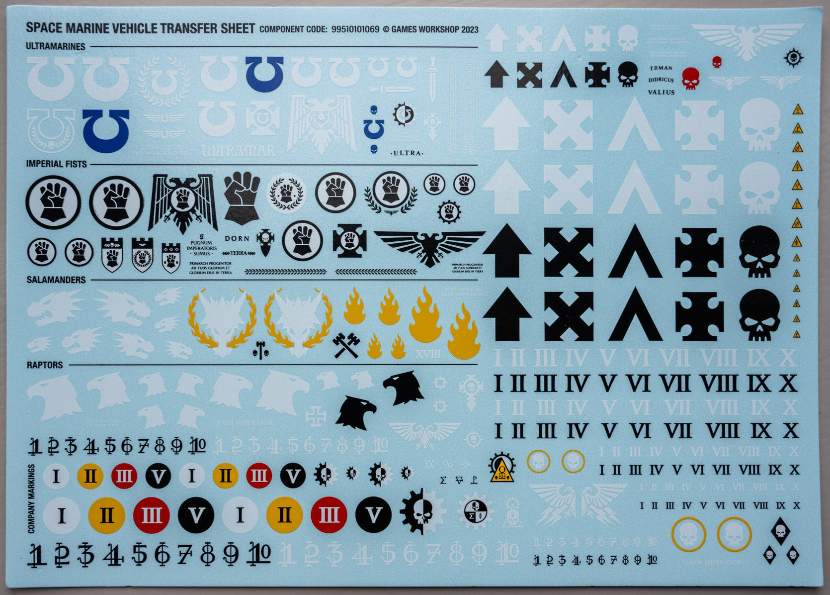 Space Marine Vehicle Transfer Sheet - Warhammer - Spare Part