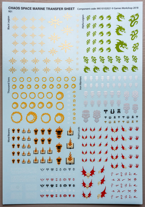 Chaos Space Marine Transfer Sheet - Warhammer - Spare Part