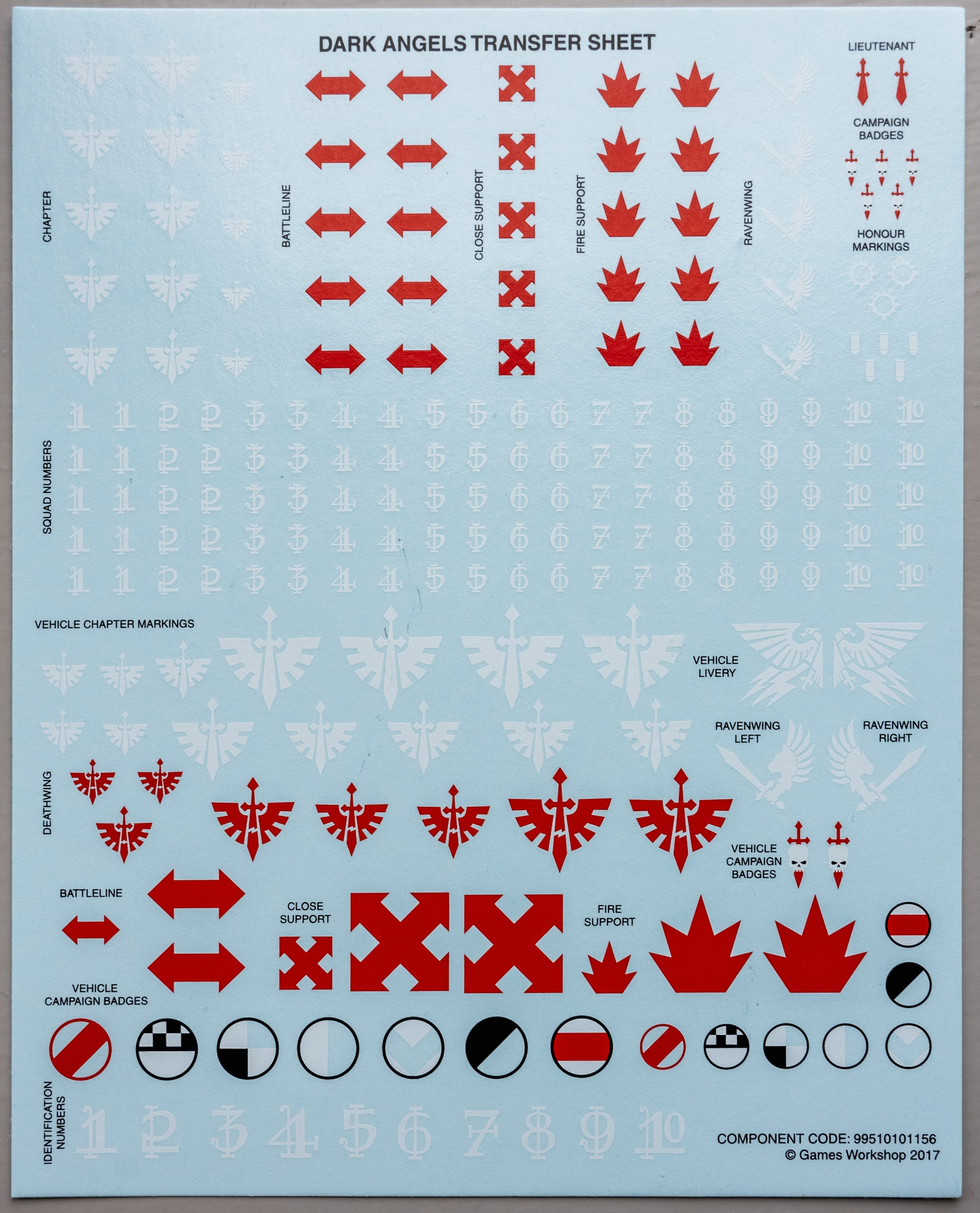 Dark Angels Transfer Sheet - Warhammer - Conversion Part