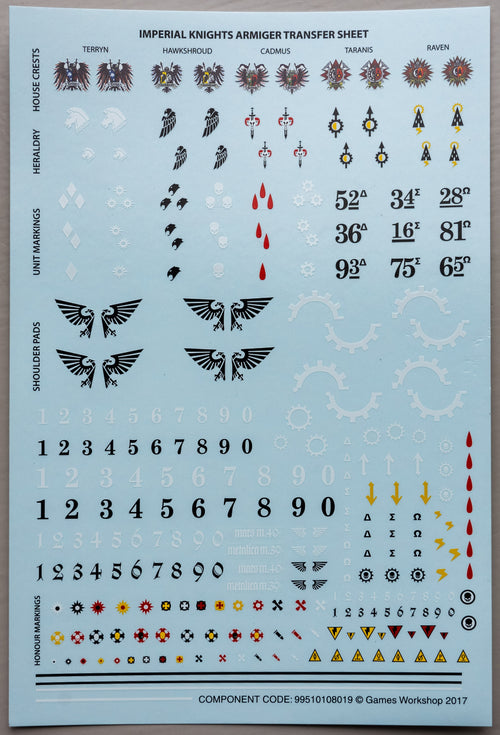 Imperial Knights Armiger Transfer Sheet - Warhammer - Kitbash Bit