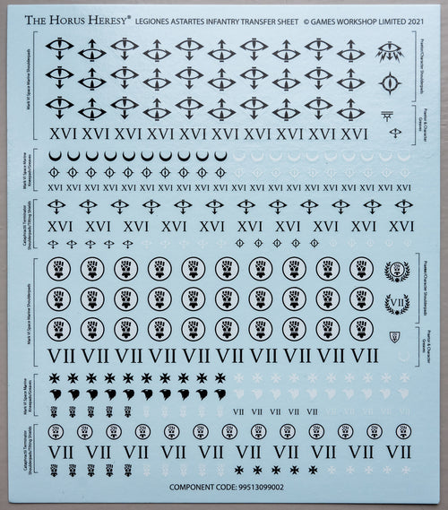 Horus Heresy Legiones Astartes Infantry Transfer Sheet - Warhammer - Conversion Part