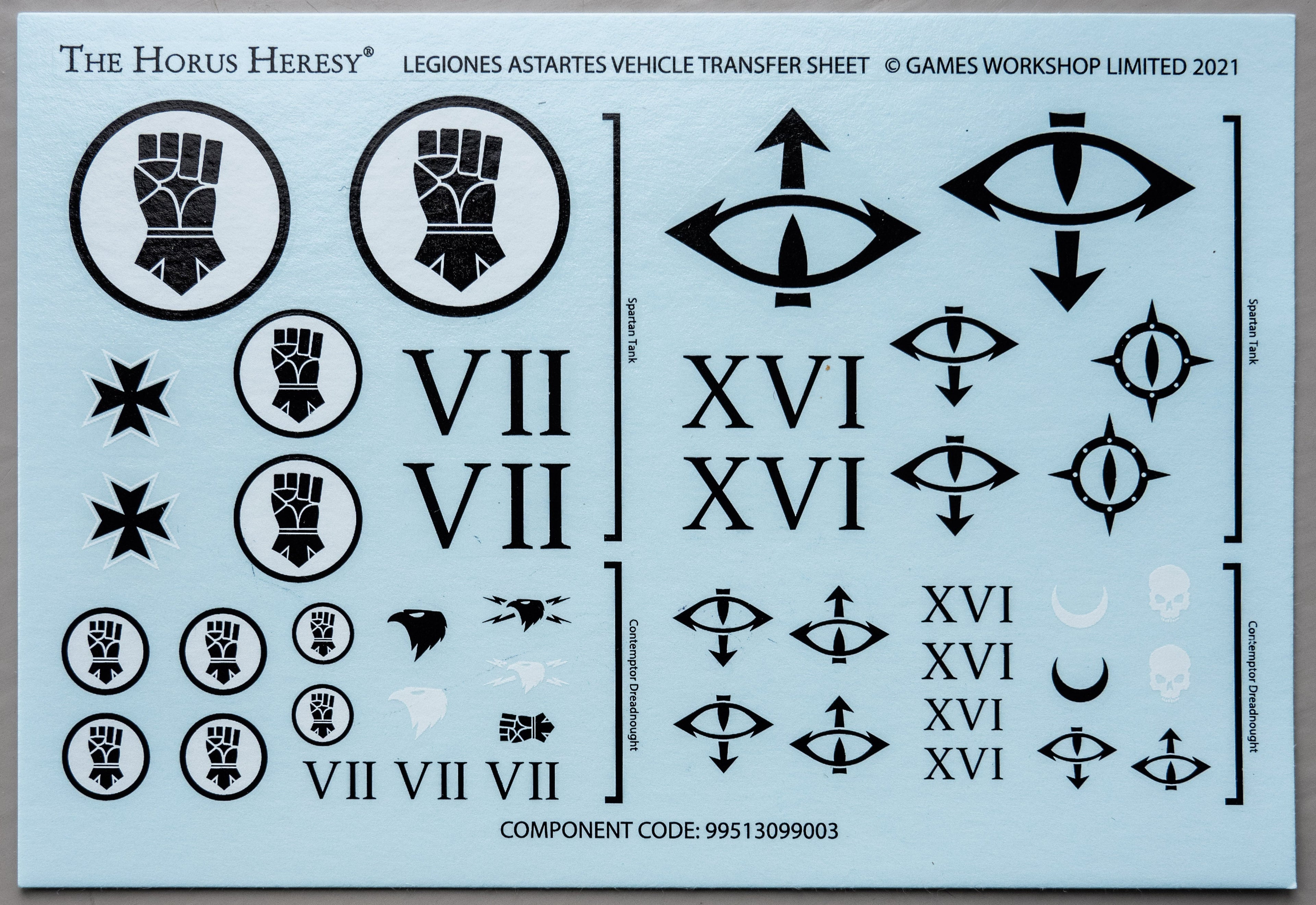 Horus Heresy Legiones Astartes Vehicle Transfer Sheet - Warhammer - Kitbash Bit