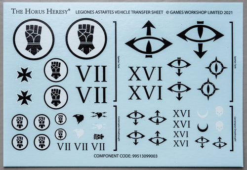 Horus Heresy Legiones Astartes Vehicle Transfer Sheet - Warhammer - Kitbash Bit
