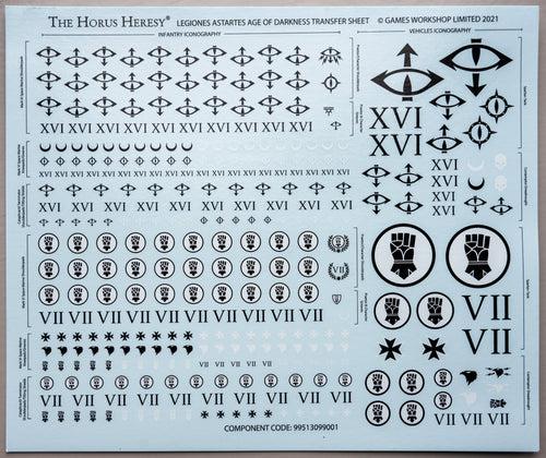 Horus Heresy Legiones Astartes Age of Darkness Transfer Sheet - Warhammer - Conversion Part