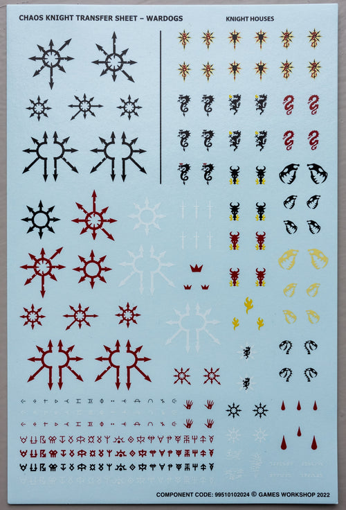 Chaos Knight Wardogs Transfer Sheet - Warhammer - Spare Part