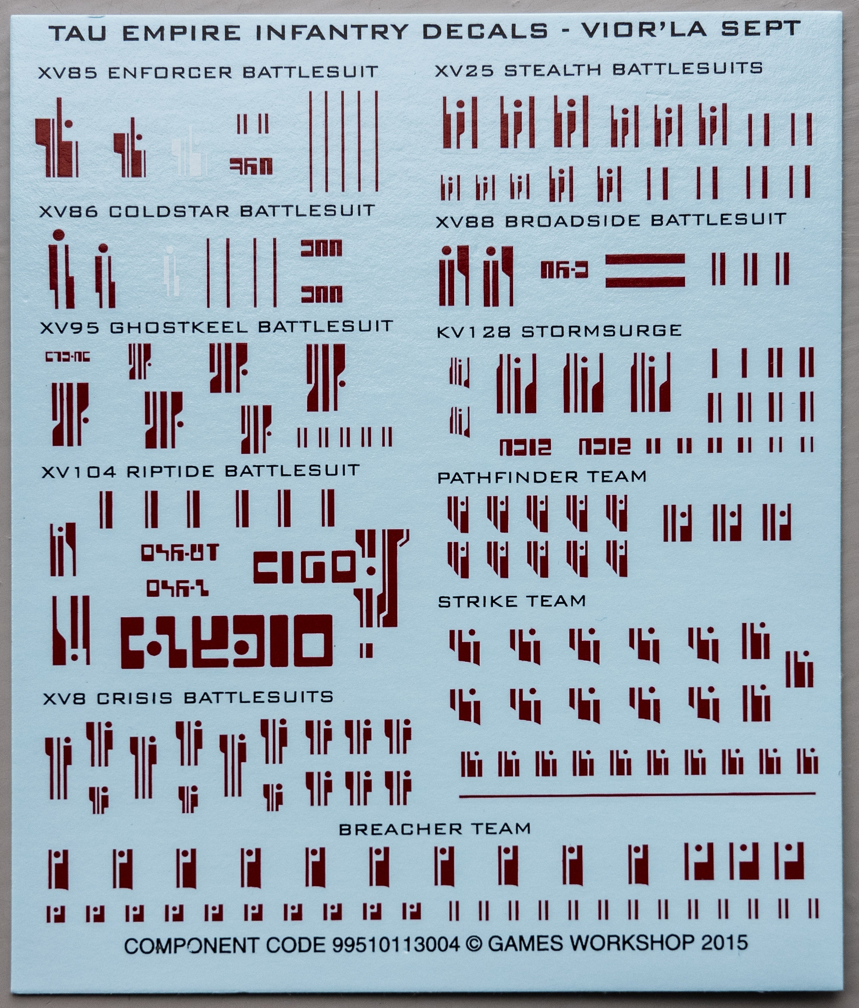 Tau Empire Infantry Decals Transfer Sheet - Warhammer - Kitbash Bit